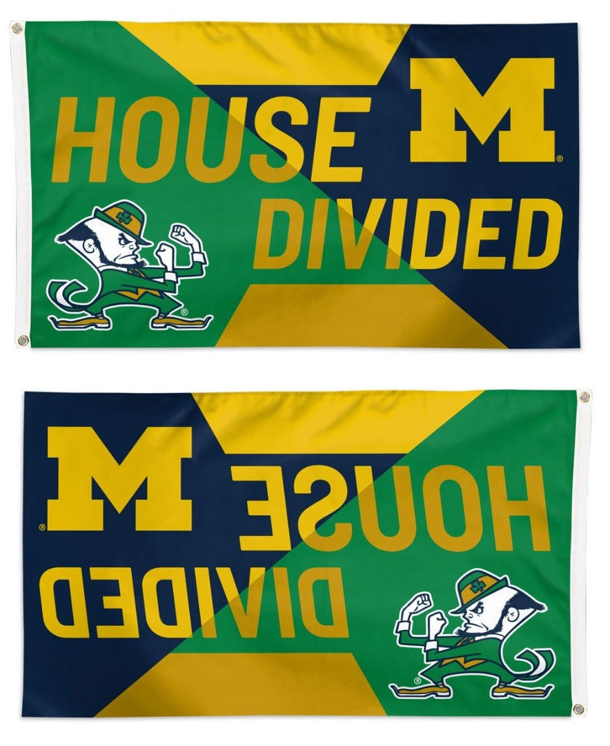 Notre Dame vs Michigan House Divided Flag 3x5