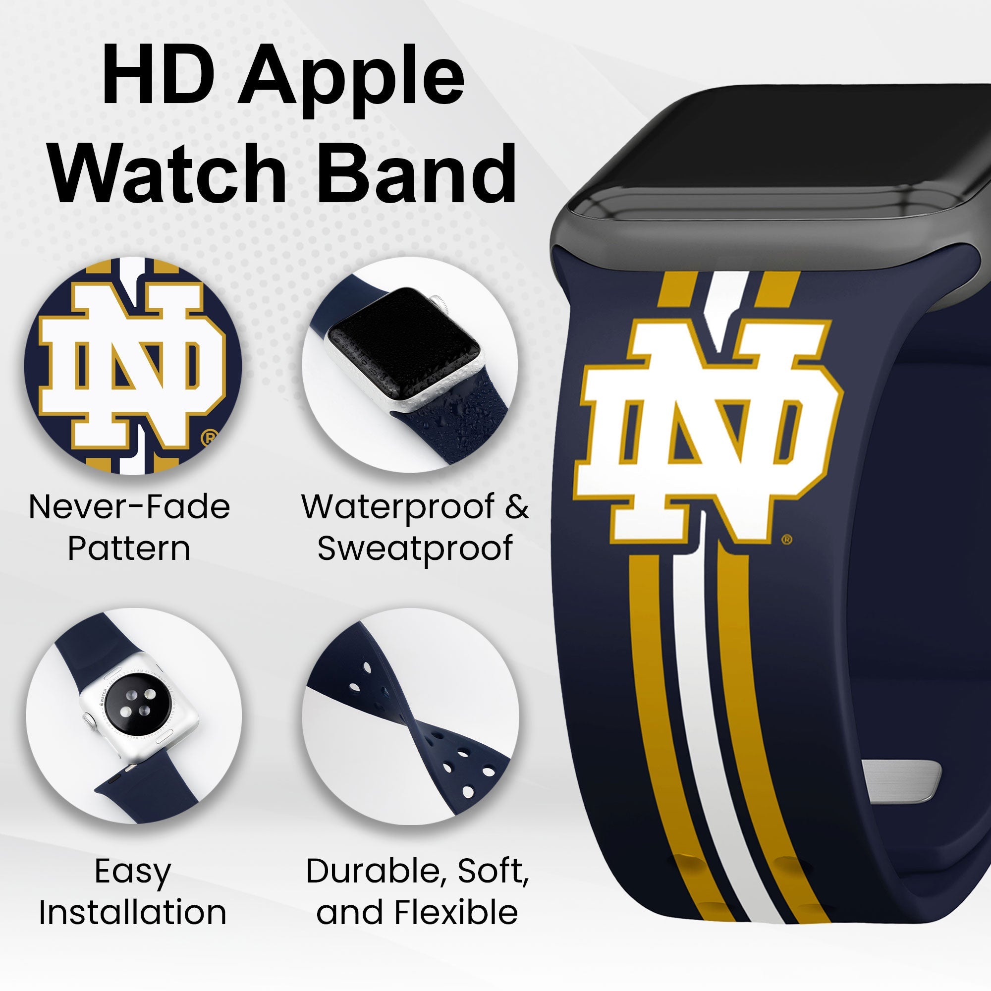 Notre Dame Fighting Irish HD Apple Watch Band 3