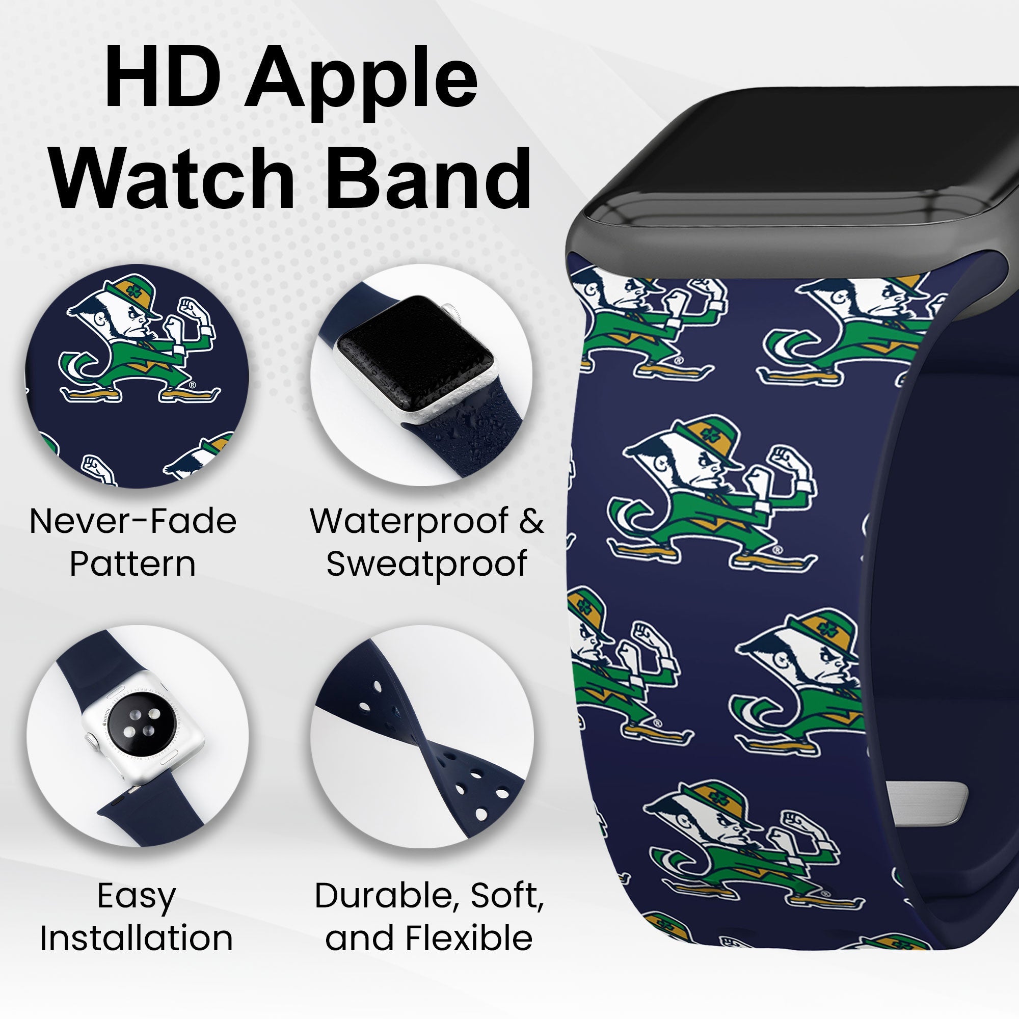 Notre Dame Fighting Irish HD Apple Watch Band 7