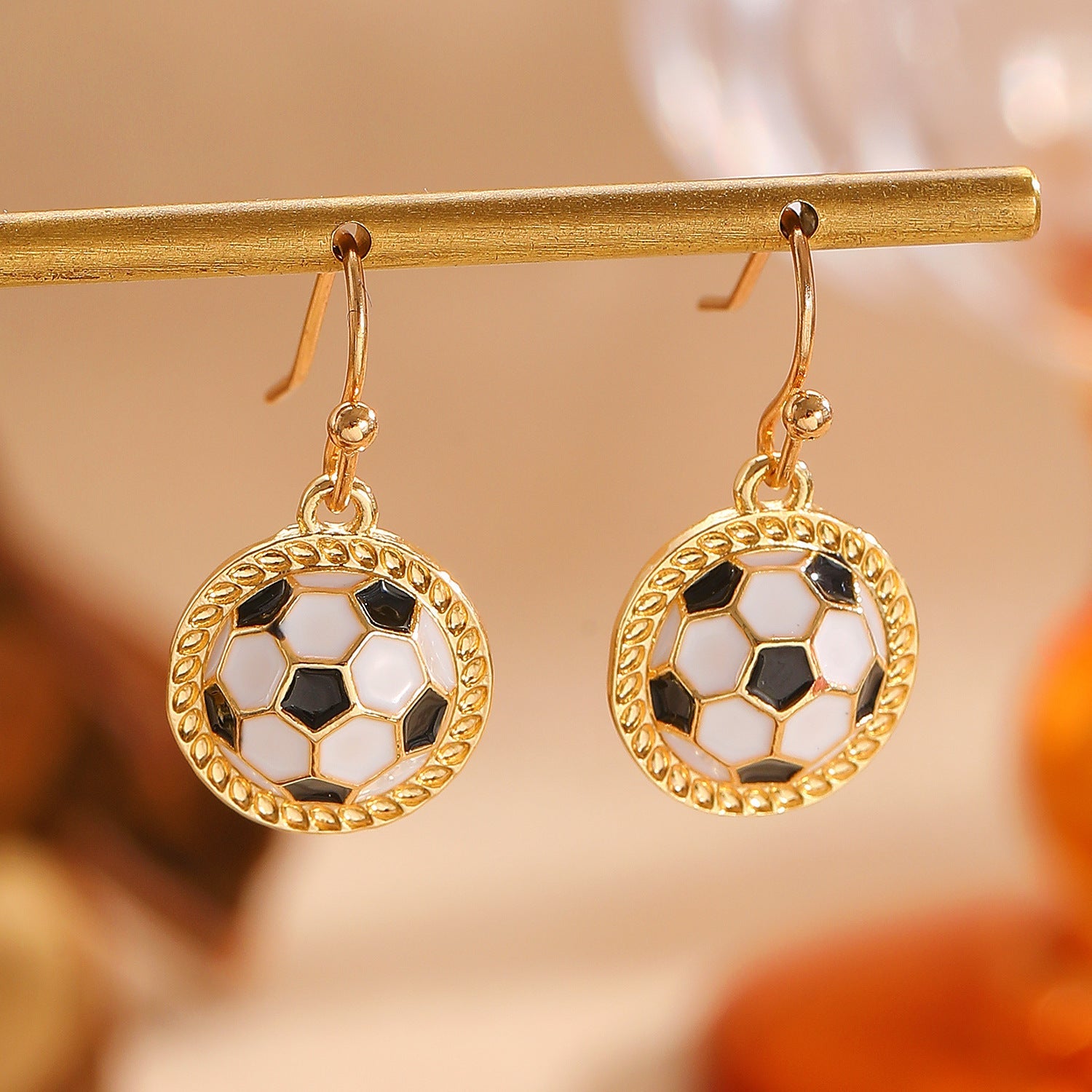 Sporty Soccer Football Rugby Pendant Pearl Beaded Necklace Bracelet Earrings Set 5