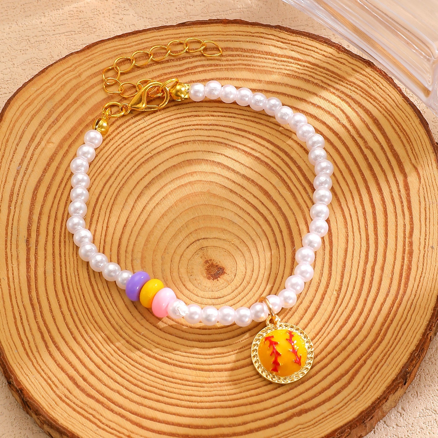 Sporty Soccer Football Rugby Pendant Pearl Beaded Necklace Bracelet Earrings Set 13