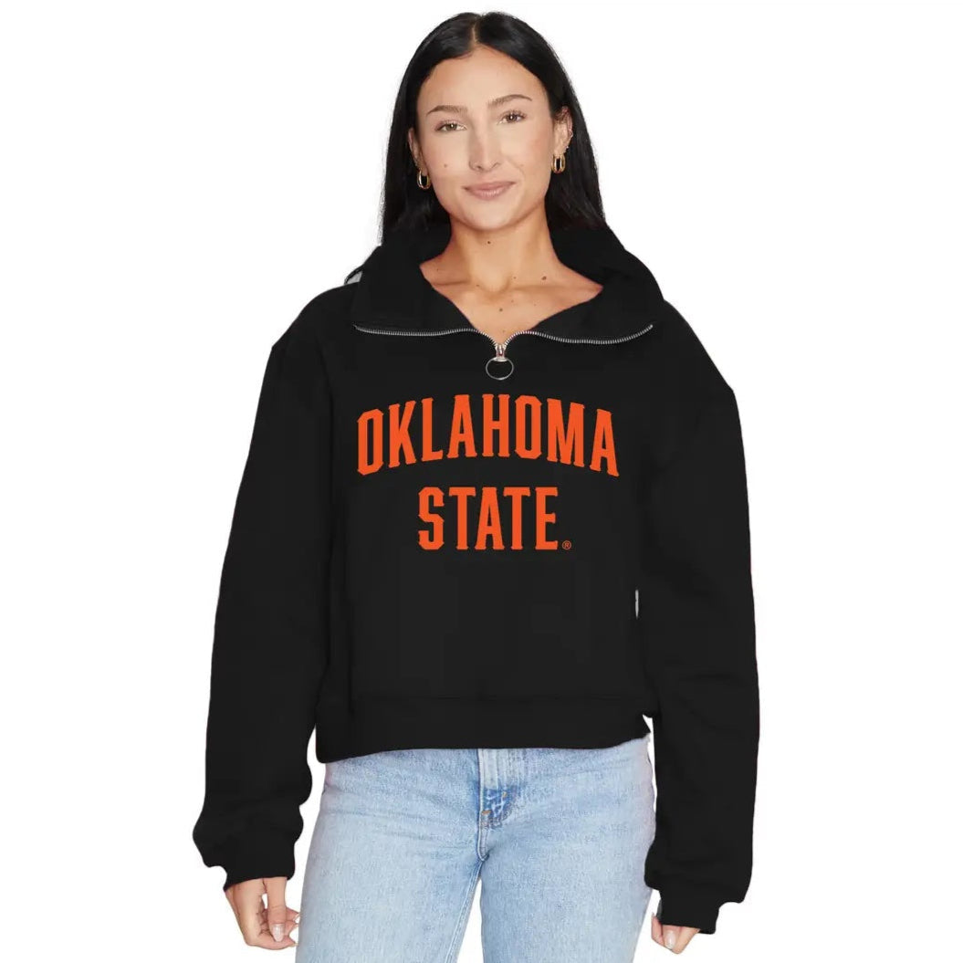 Oklahoma State Black Quarter Zip Sweatshirt | lojobands