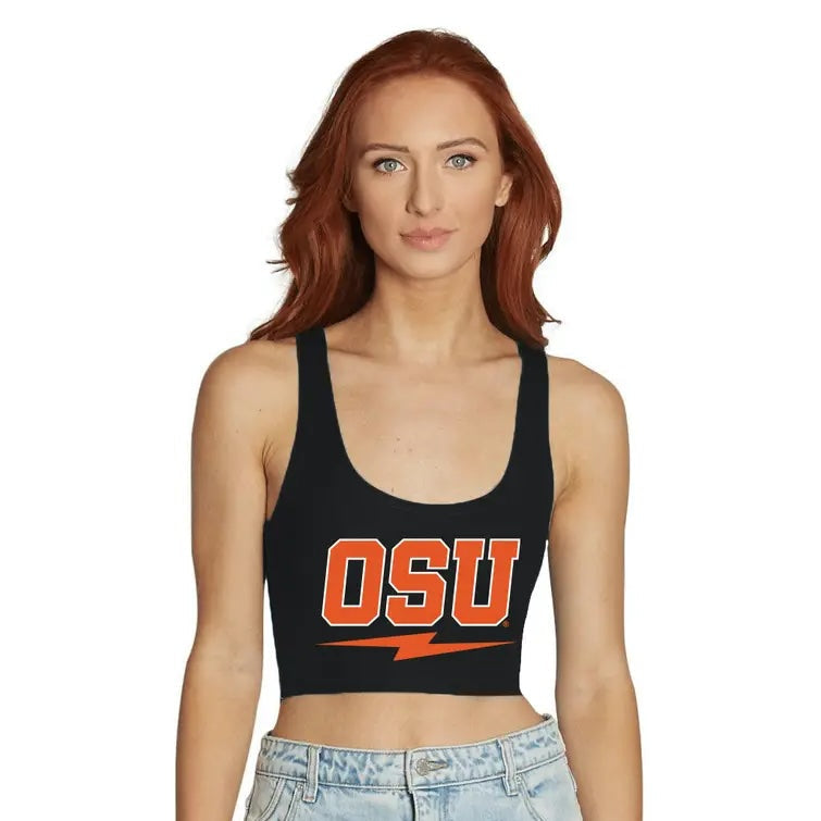 Oklahoma State Black Crop Tank Top | lojobands