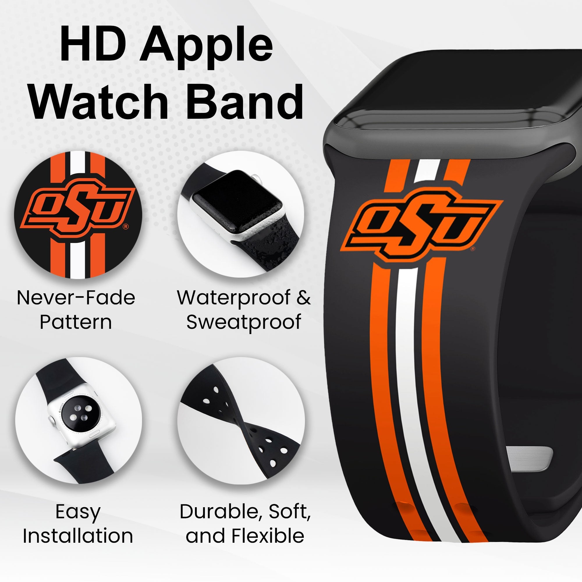 Oklahoma State Cowboys HD Apple Watch Band 3