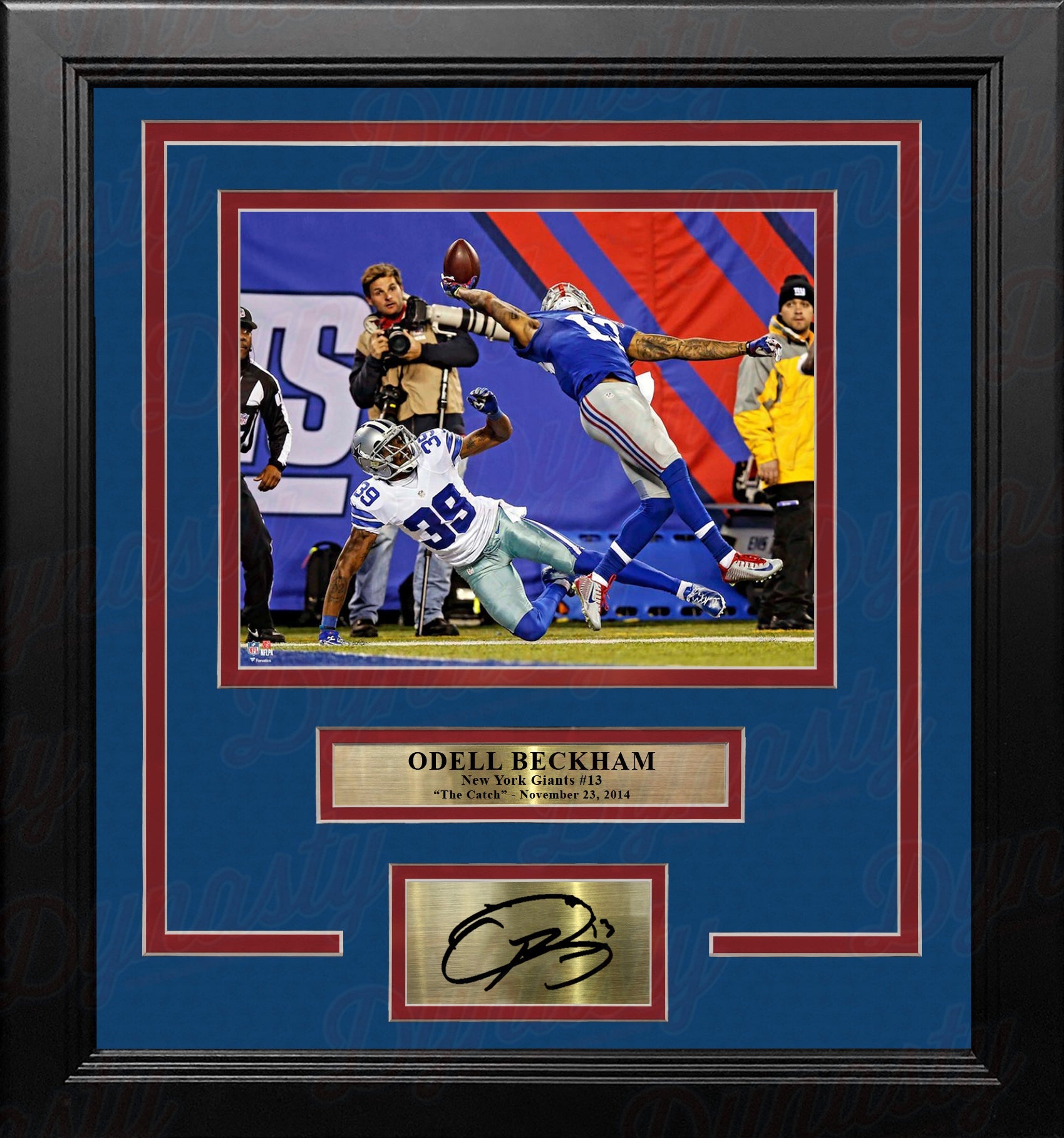 Odell Beckham One-Handed Touchdown Catch New York Giants 8x10 Framed Photo with Engraved Autograph 1