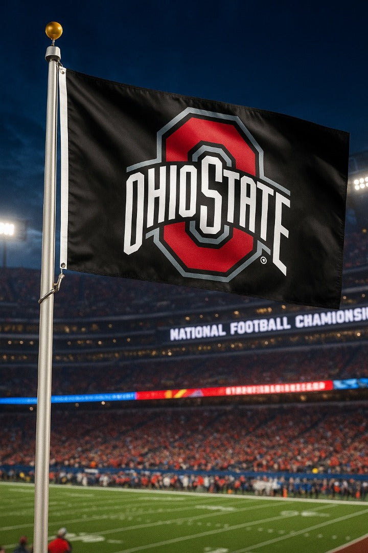 Ohio State Buckeyes 3x5 Double-Sided Flag - Official Black Logo Flag