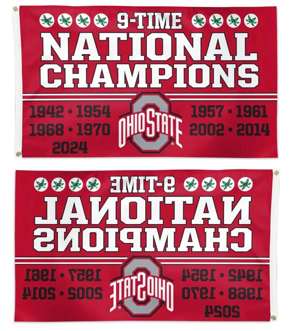 Ohio State Buckeyes 9 Time Champions 3x5 Flag
