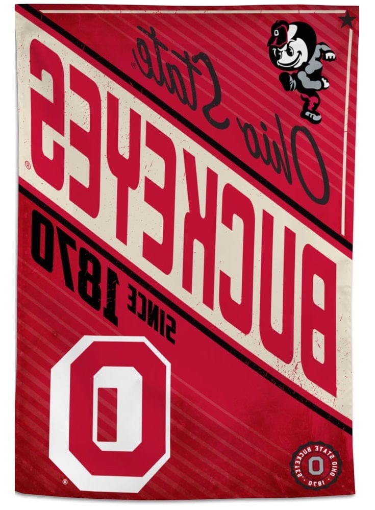 Ohio State Buckeyes Banner Vertical Retro Logo Flag
