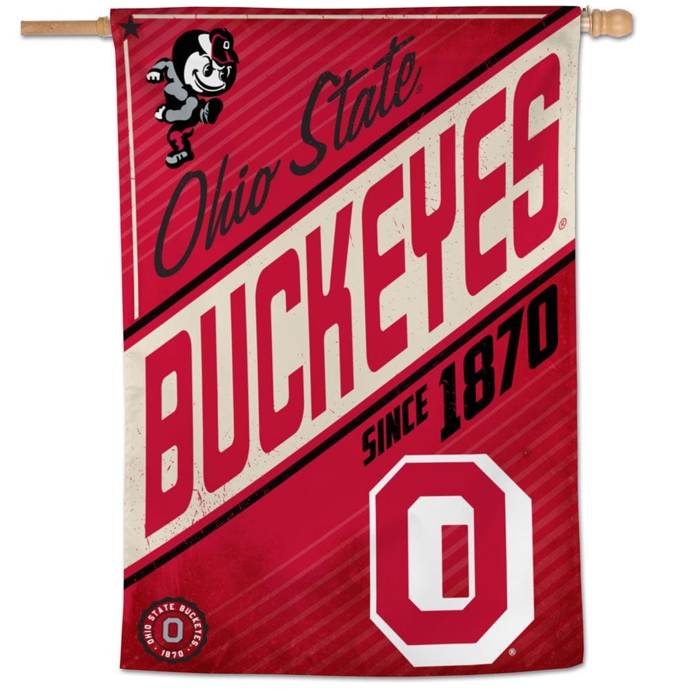 Ohio State Buckeyes Banner Vertical Retro Logo Flag