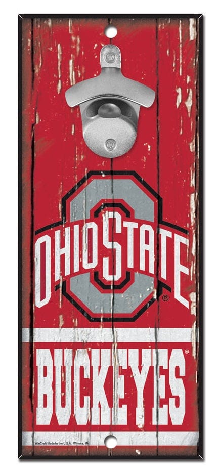 Ohio State Buckeyes Bottle Opener Wood Sign
