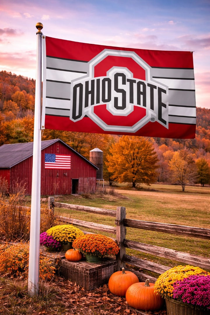 Ohio State Buckeyes Flag 3x5 Horizontal Stripes