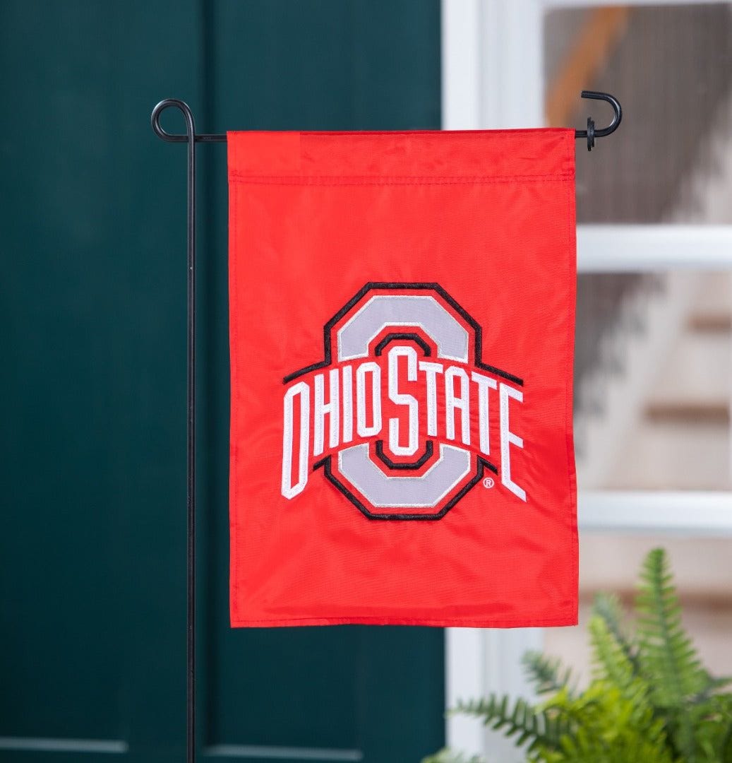 Ohio State Buckeyes Garden Flag 2 Sided Applique Logo