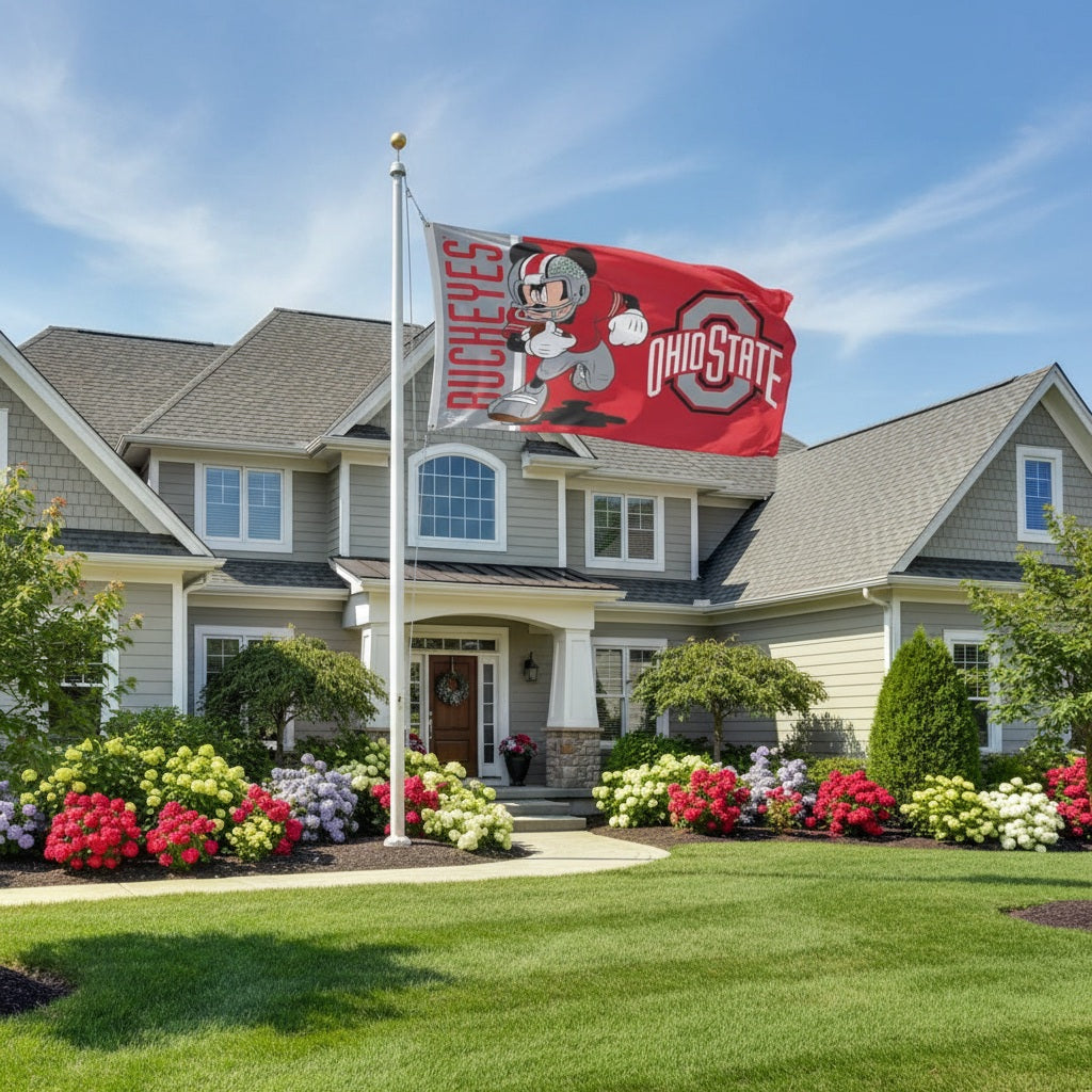 Ohio State Buckeyes Mickey Mouse 3x5 Football Flag