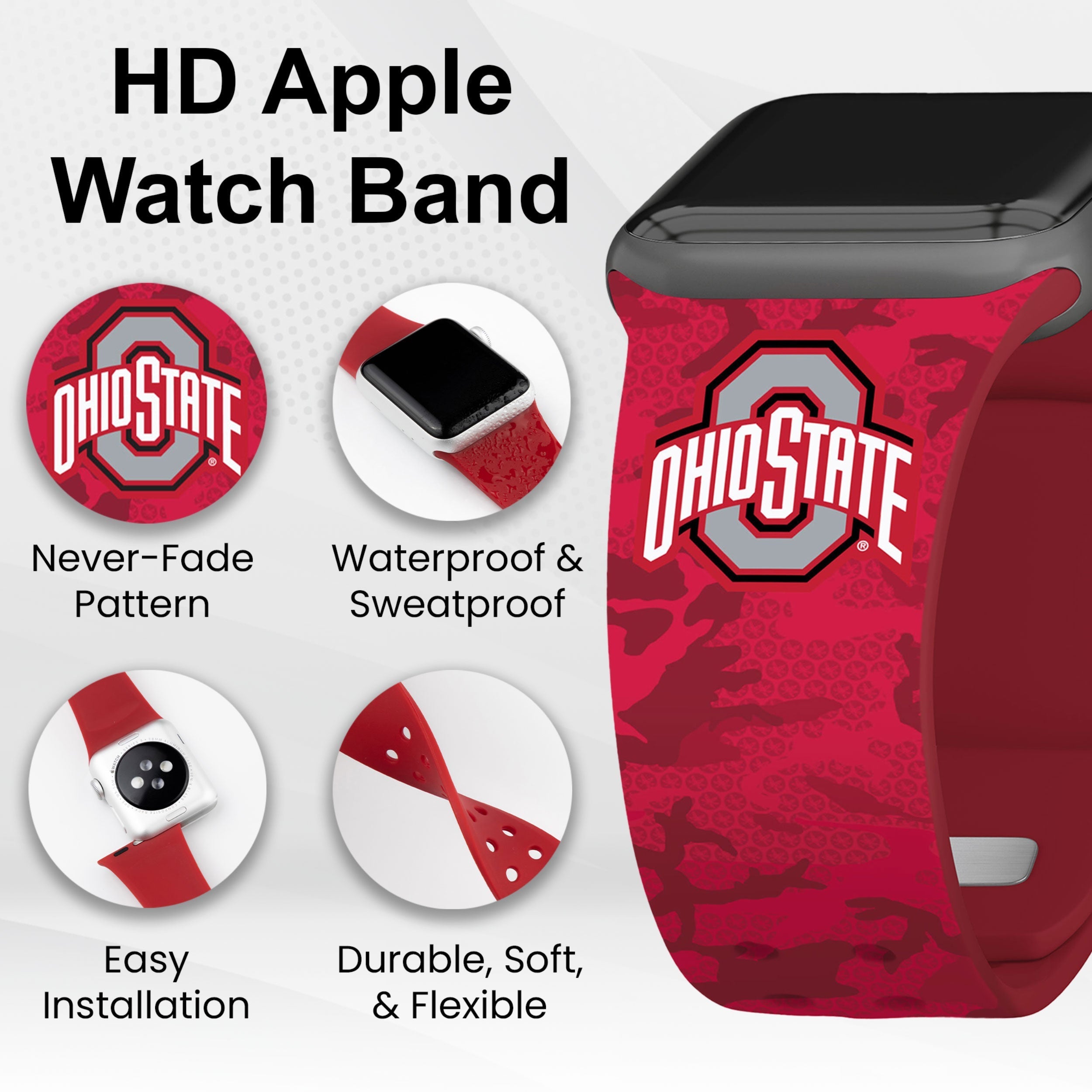 Ohio State Buckeyes HD Apple Watch Band 21