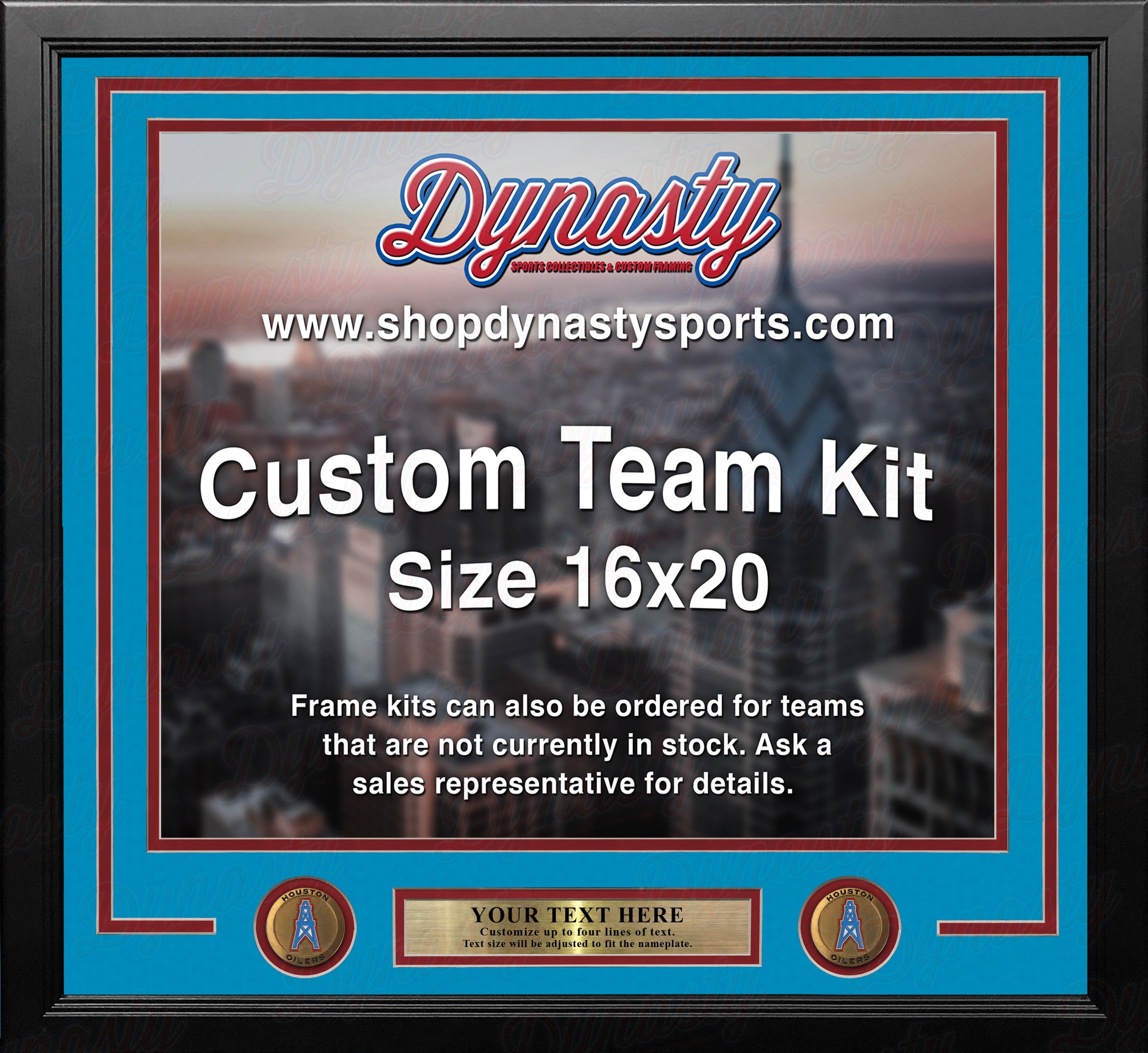 Houston Oilers Throwback Custom NFL Football 16x20 Picture Frame Kit (Multiple Colors) 1