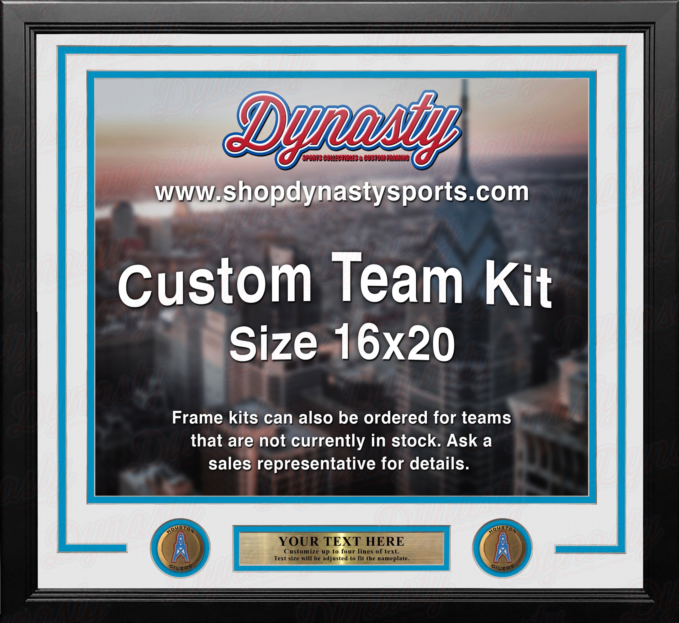 Houston Oilers Throwback Custom NFL Football 16x20 Picture Frame Kit (Multiple Colors) 3