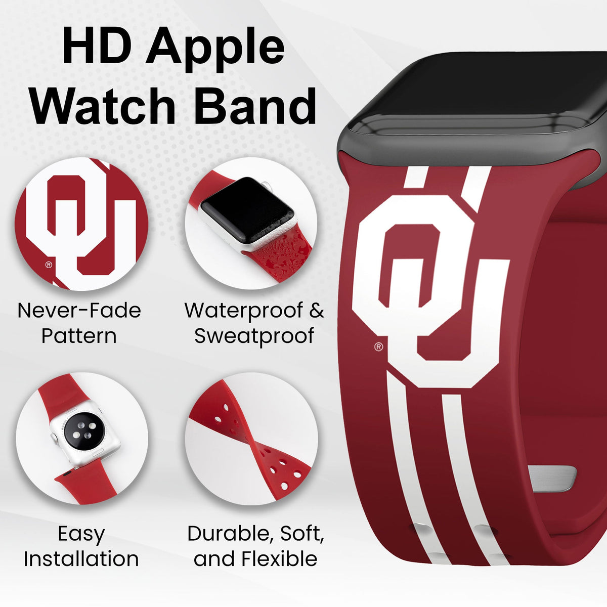 Oklahoma Sooners HD Apple Watch Band | Affinity Bands 3