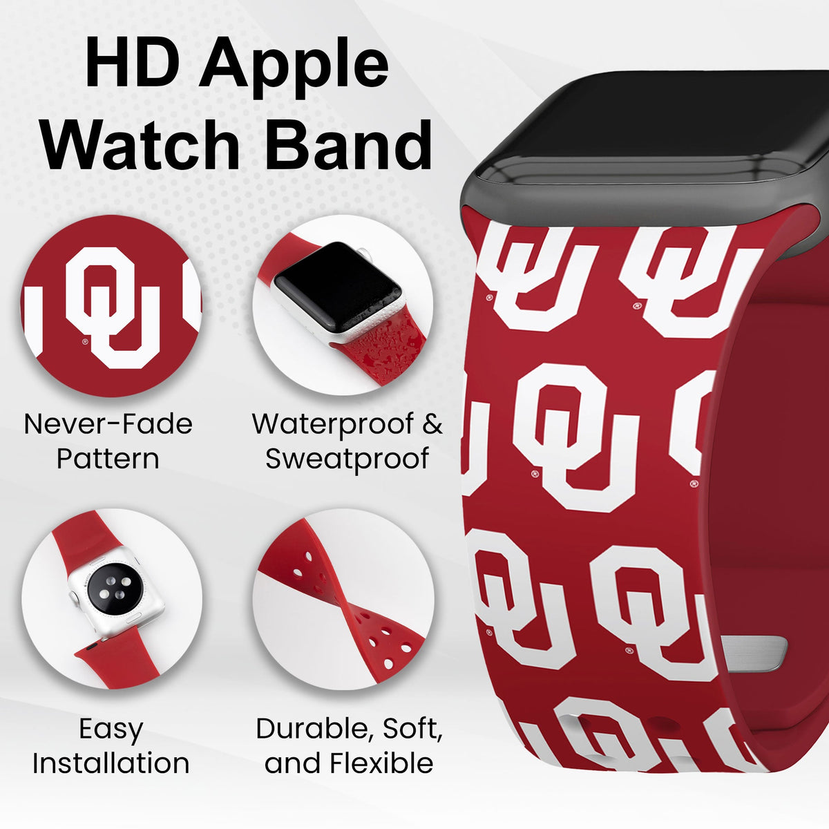Oklahoma Sooners HD Apple Watch Band | Affinity Bands 7