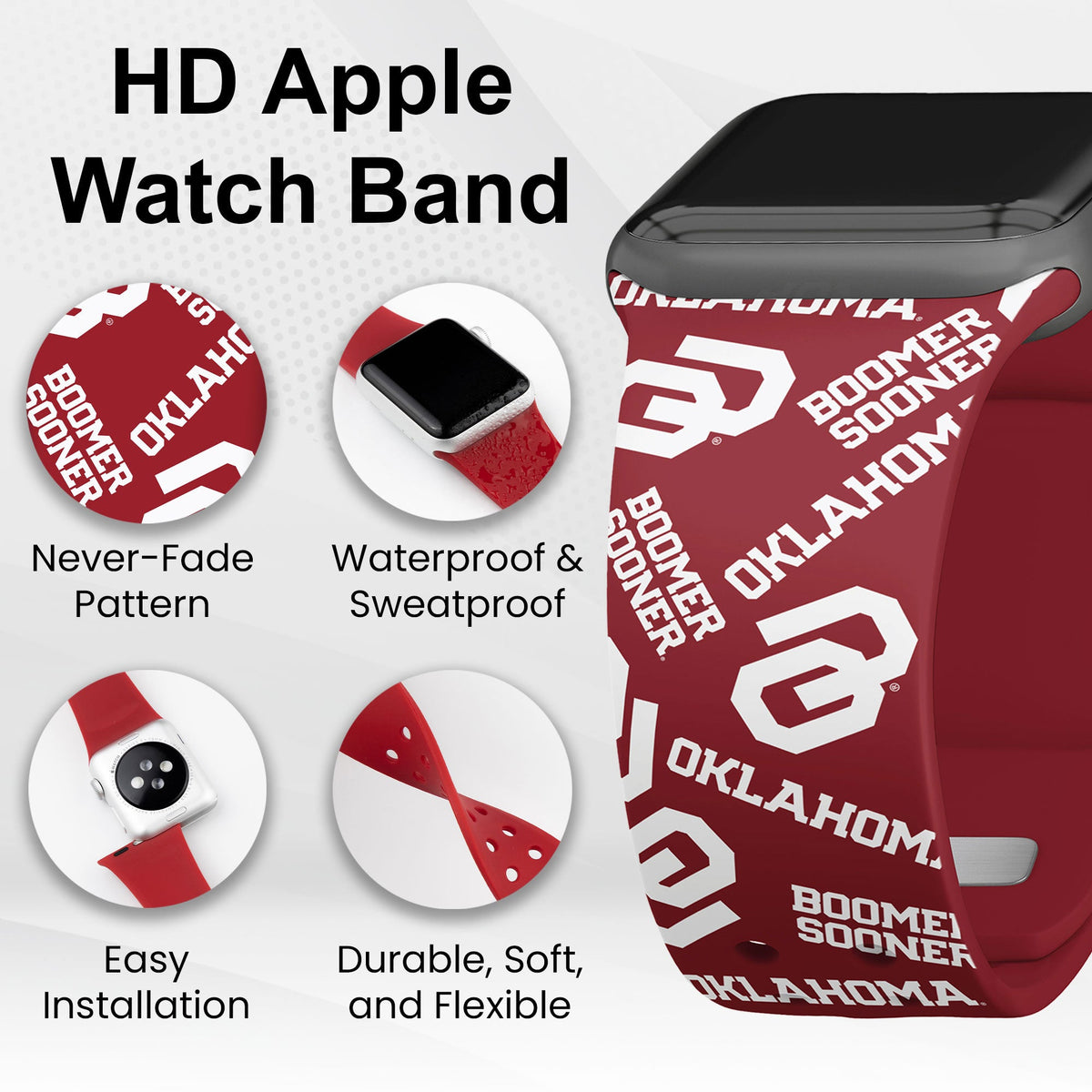 Oklahoma Sooners HD Apple Watch Band | Affinity Bands 11