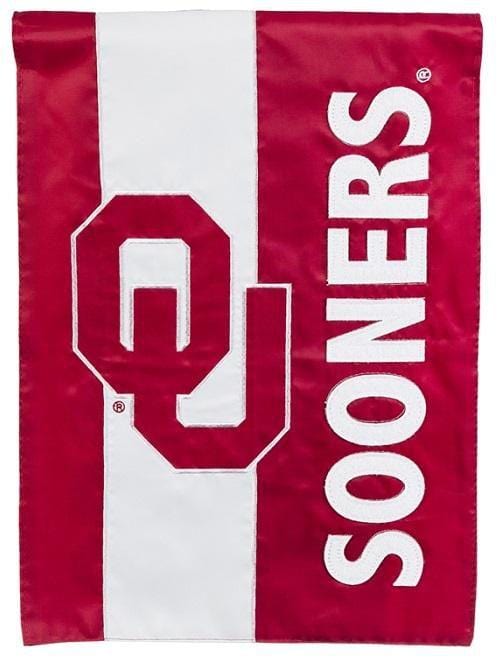 Oklahoma Sooners Garden Flag 2 Sided Applique Embellished