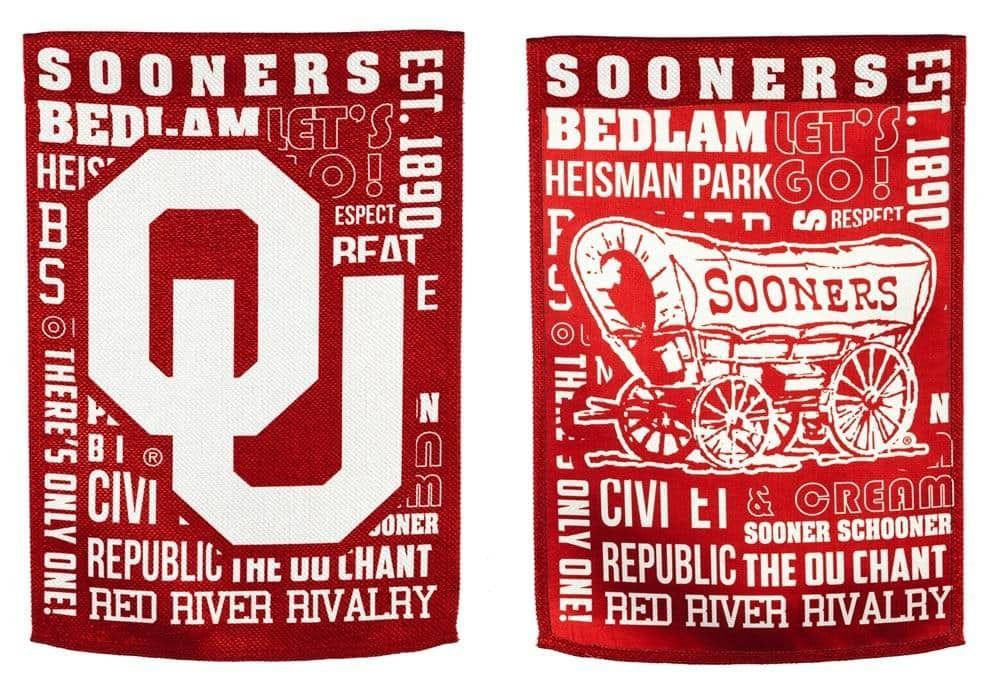 Oklahoma Sooners Garden Flag 2 Sided Fan Rules Bedlam 1