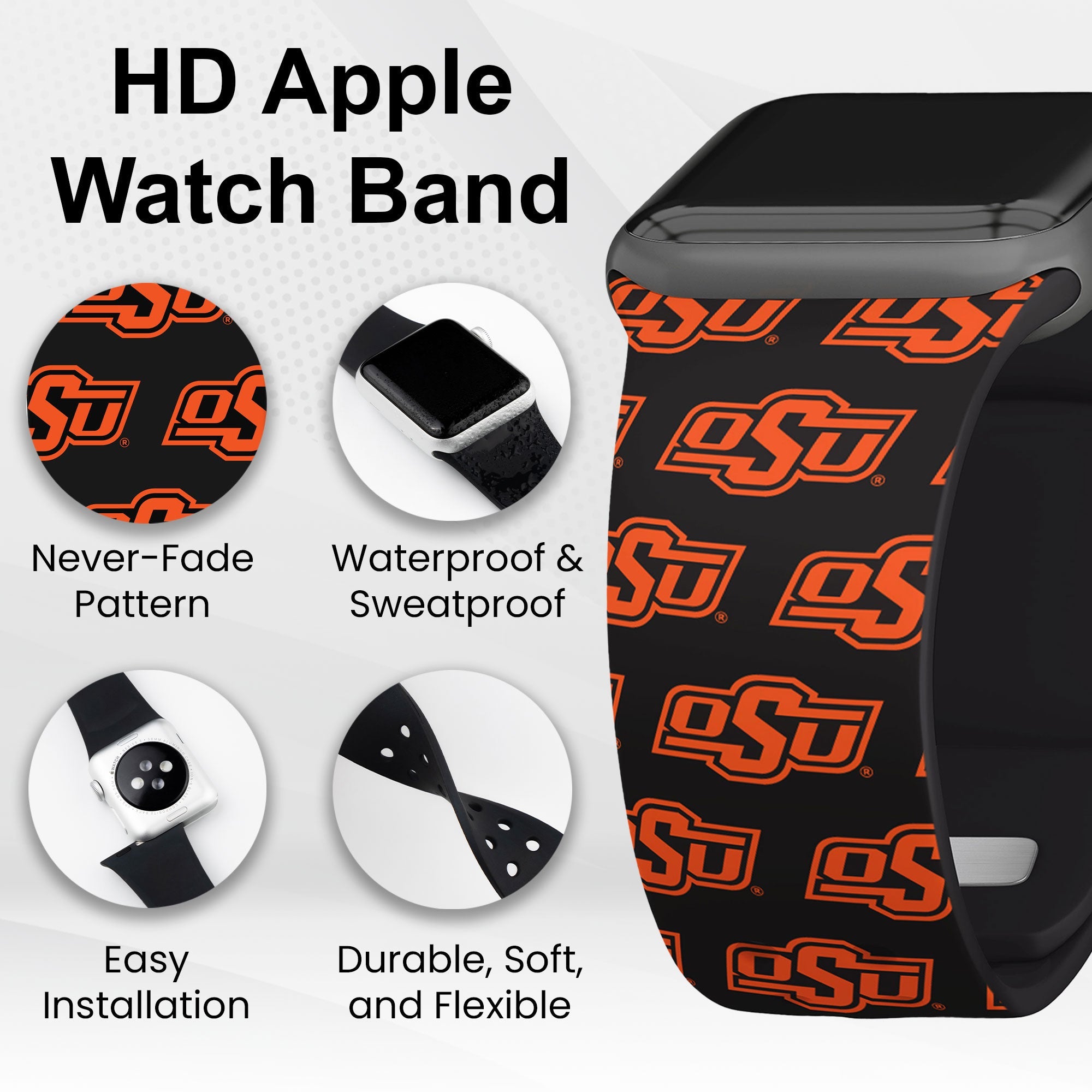 Oklahoma State Cowboys HD Apple Watch Band 7