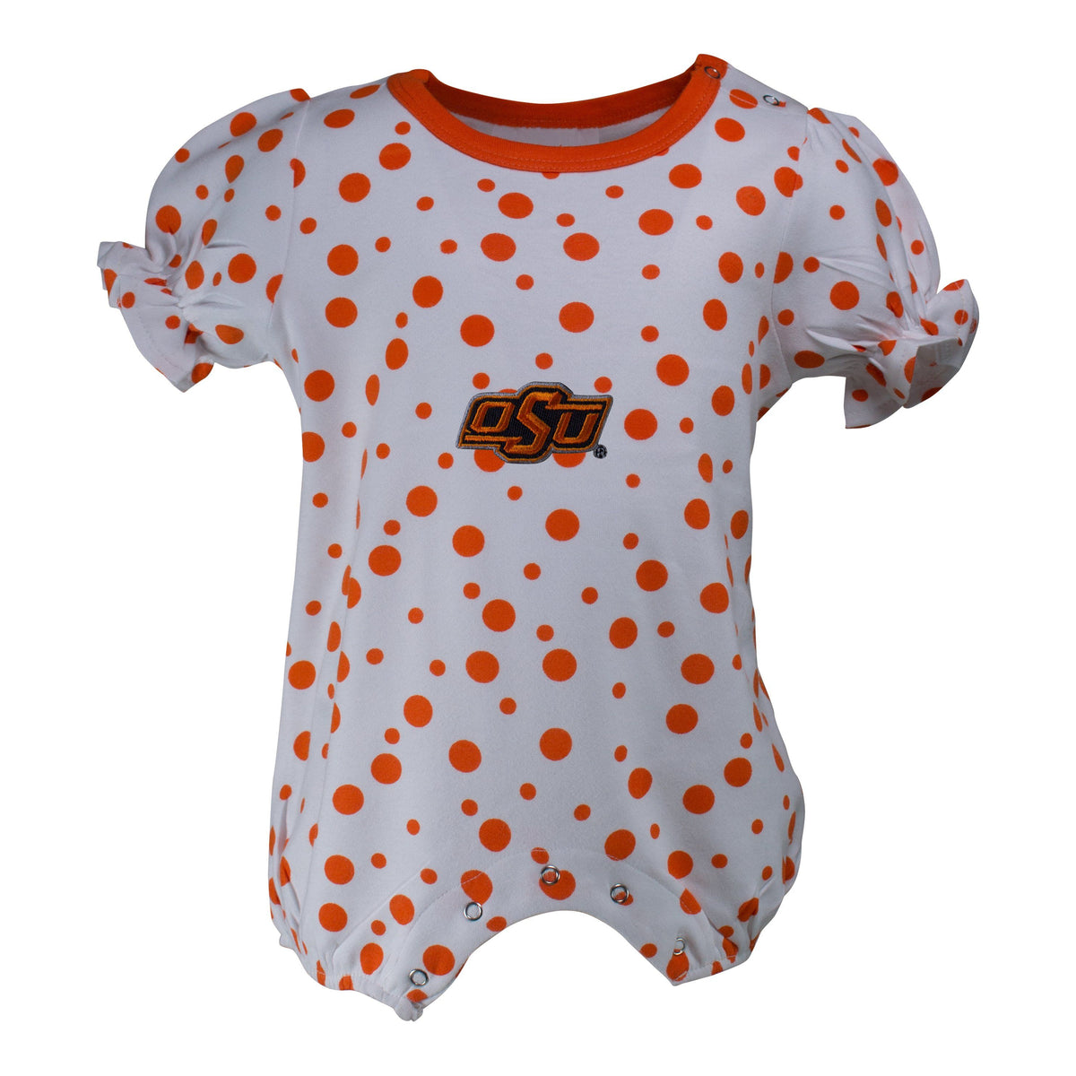 Oklahoma State Polka Dot Girl's Romper | Two Feet Ahead