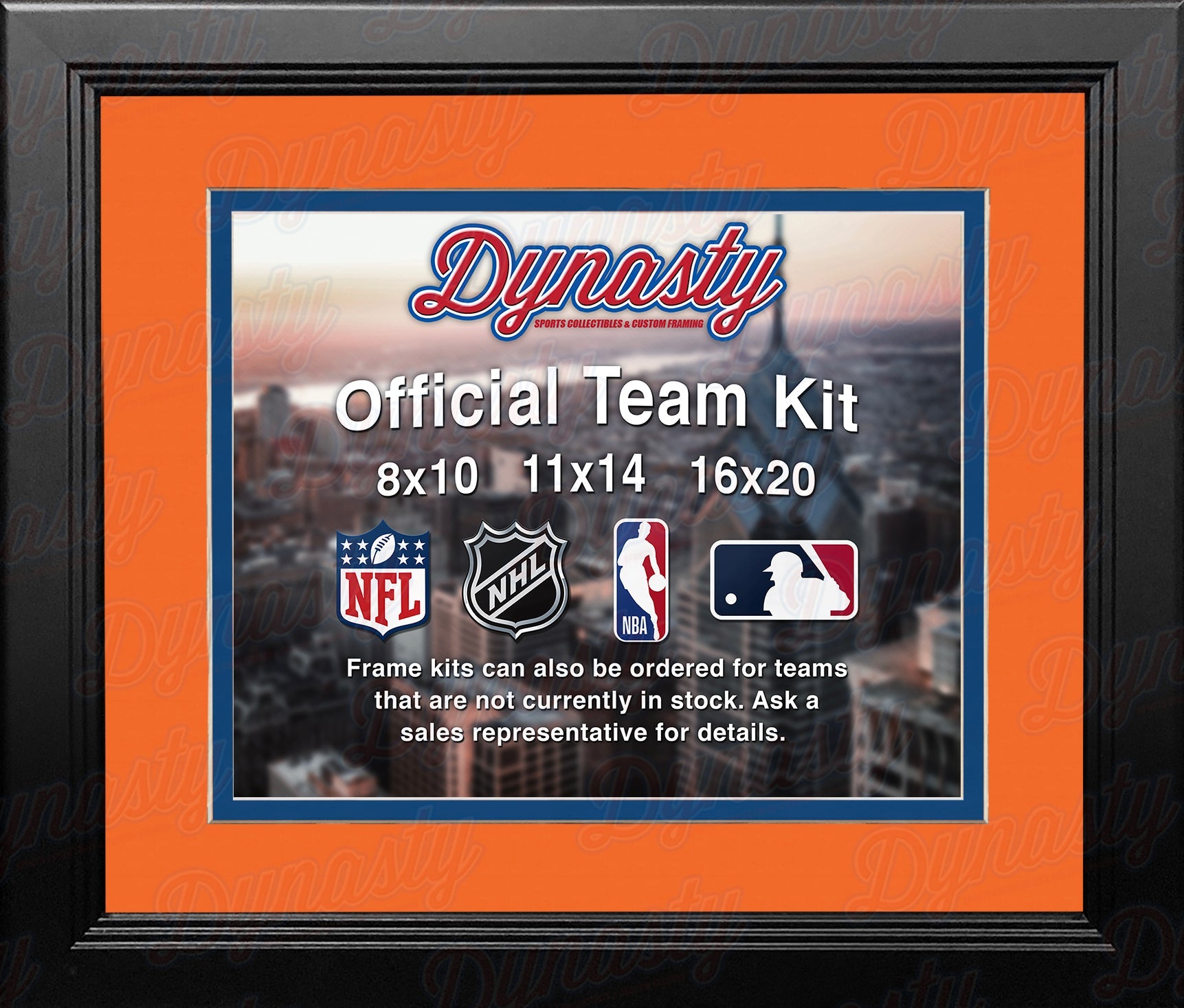 NHL Hockey Photo Picture Frame Kit - Edmonton Oilers (Orange Matting, Blue Trim)
