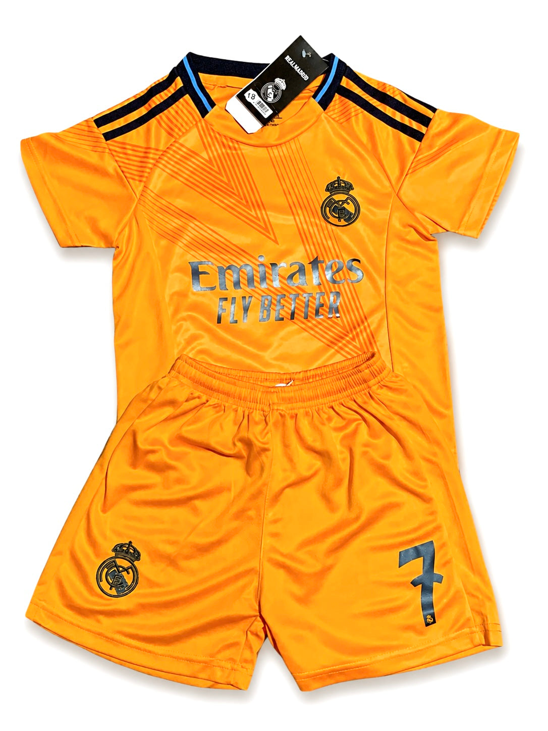Ronaldo 7 Real Madrid Away Orange 3rd Jersey Toddler/Youth Soccer Jersey Kids Kit 2