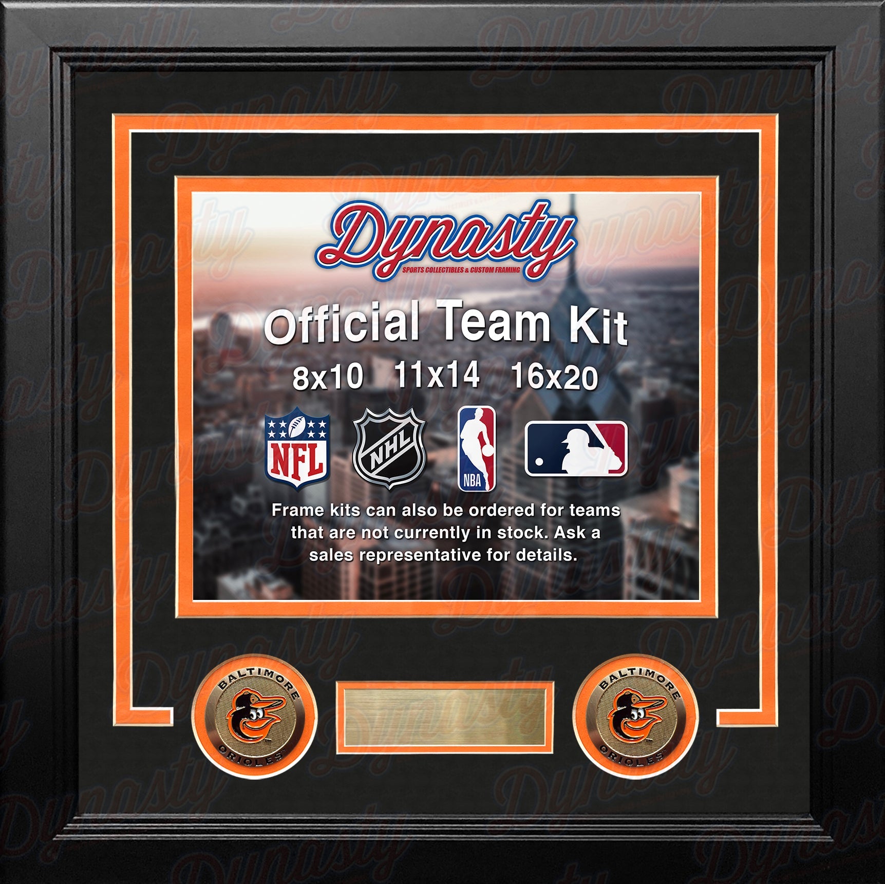 Baltimore Orioles Custom MLB Baseball 8x10 Picture Frame Kit (Multiple Colors)
