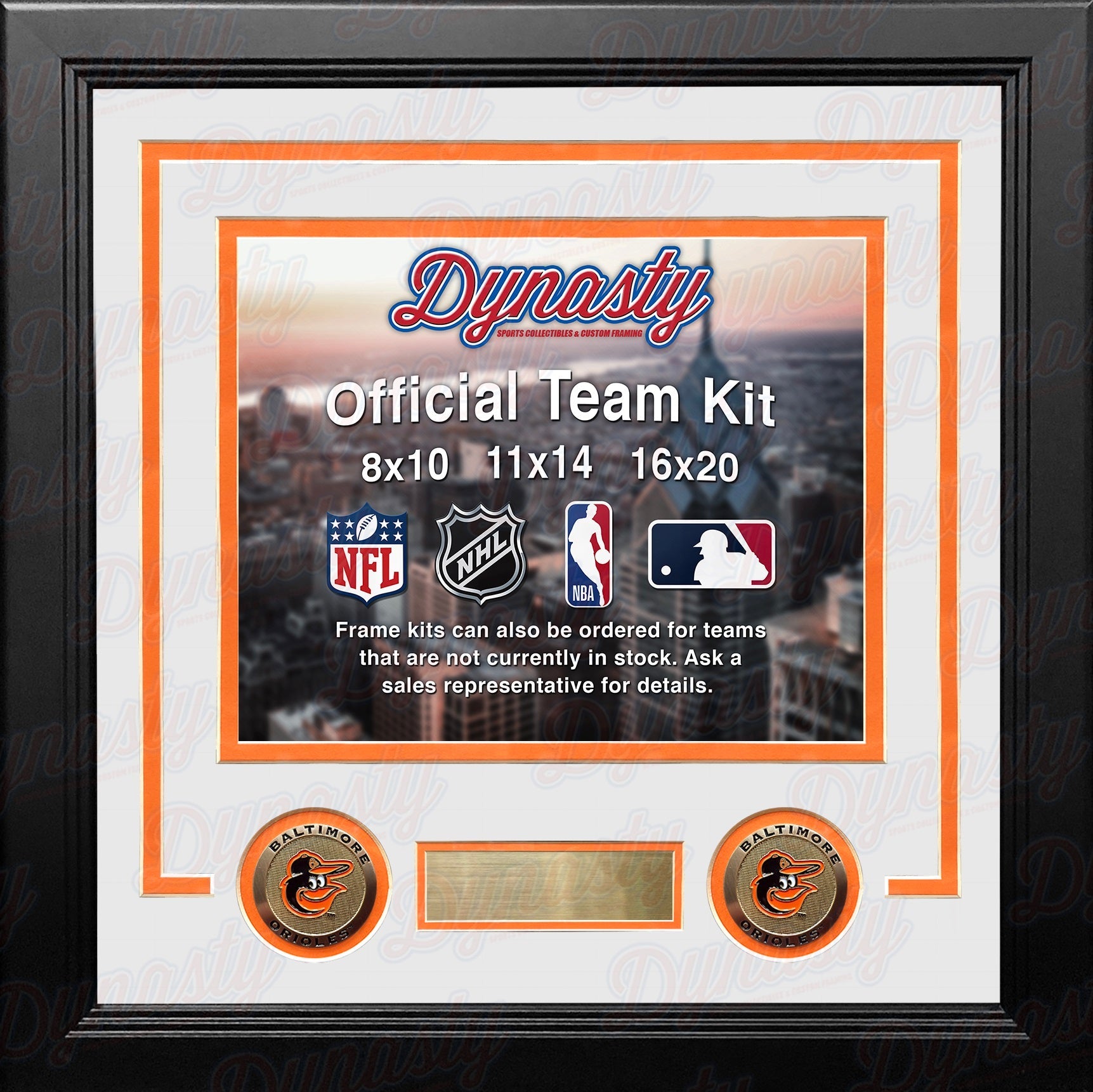 Baltimore Orioles Custom MLB Baseball 11x14 Picture Frame Kit (Multiple Colors)