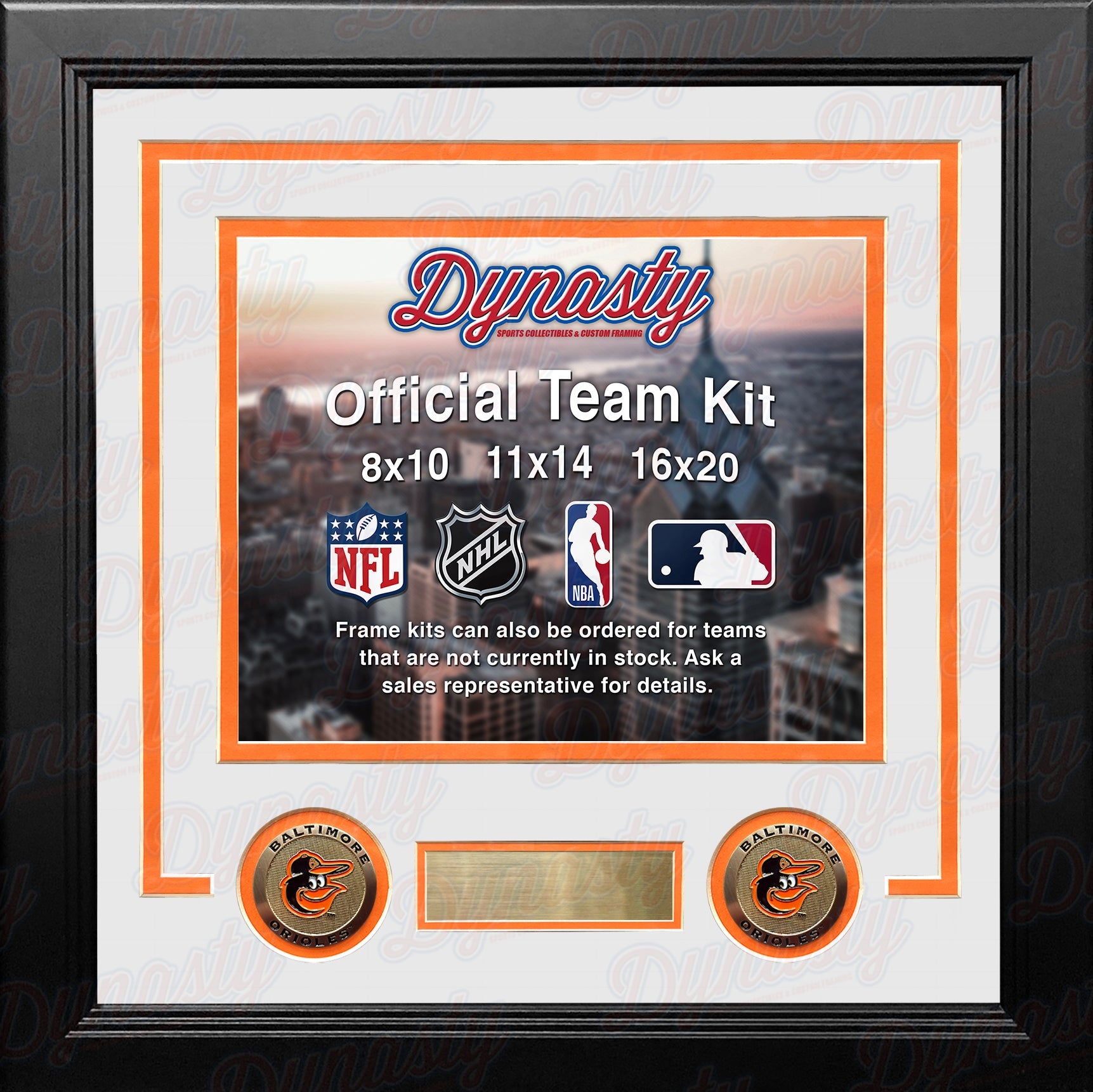 Baltimore Orioles Custom MLB Baseball 8x10 Picture Frame Kit (Multiple Colors)