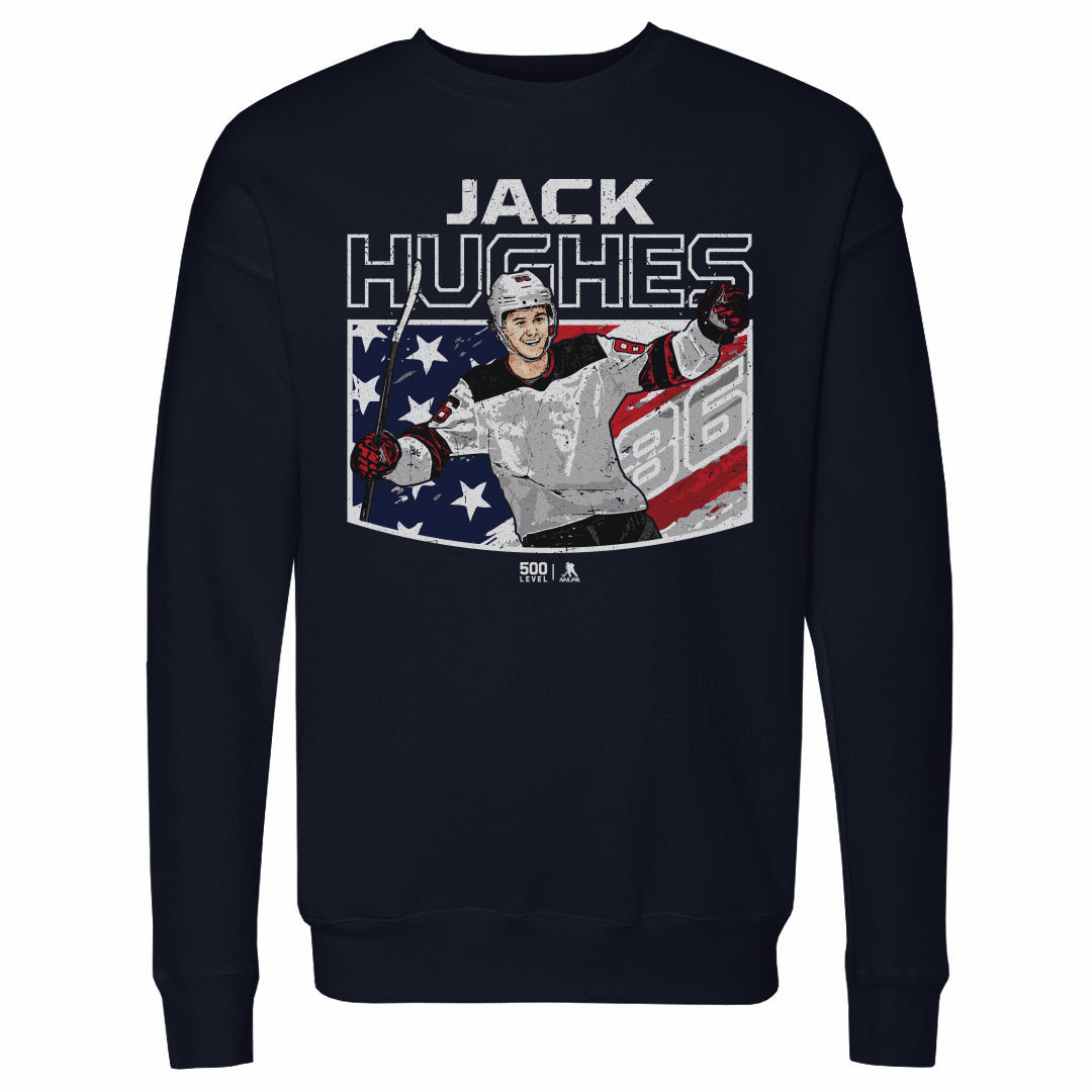 Jack Hughes New Jersey American Flag 3