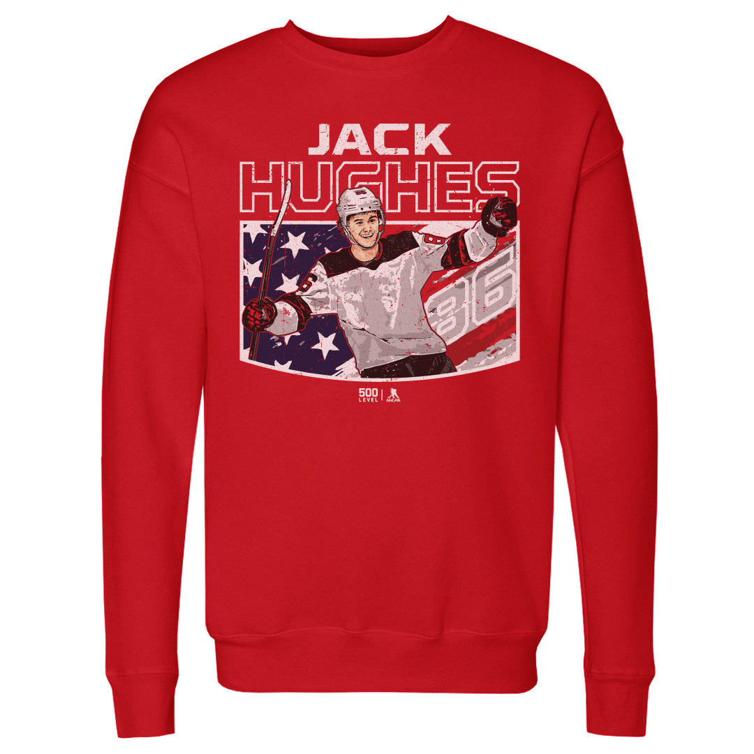 Jack Hughes New Jersey American Flag 4