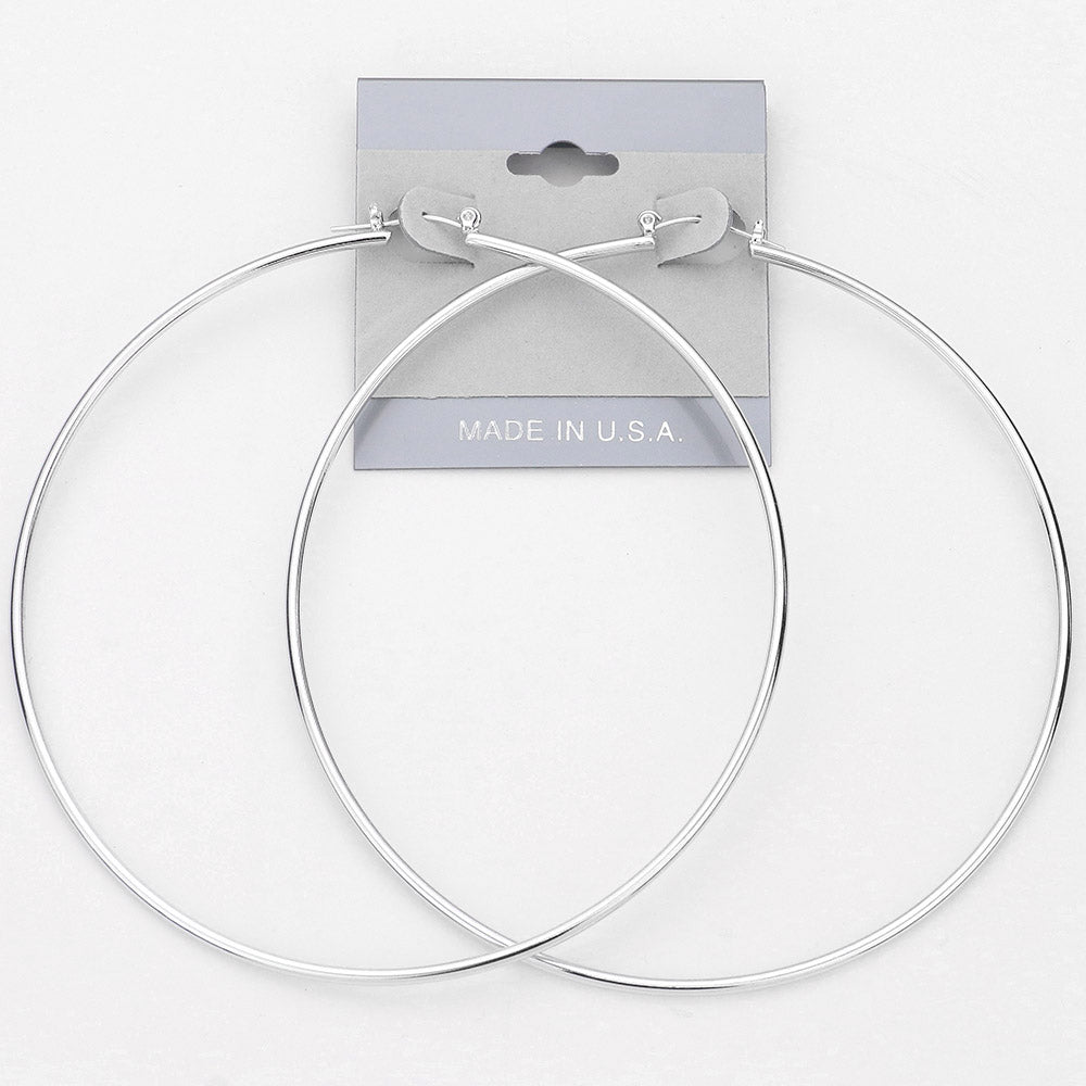 Oversized Metal Pin Catch Hoop Earrings 1
