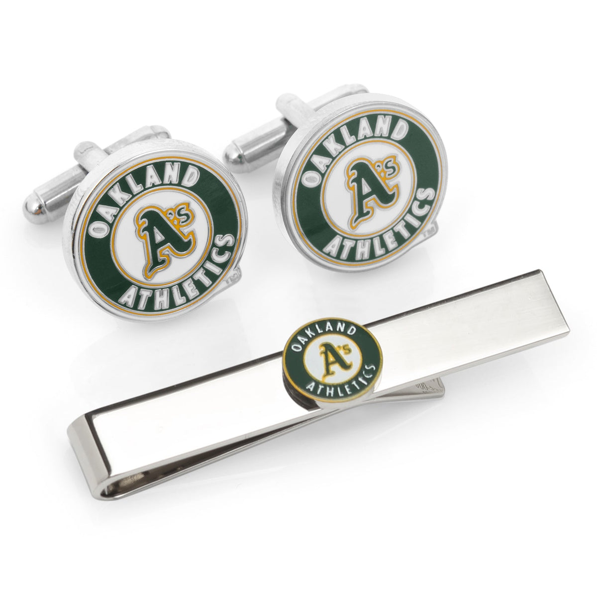 MLB Oakland A's Cufflinks and Tie Bar Gift Set 1