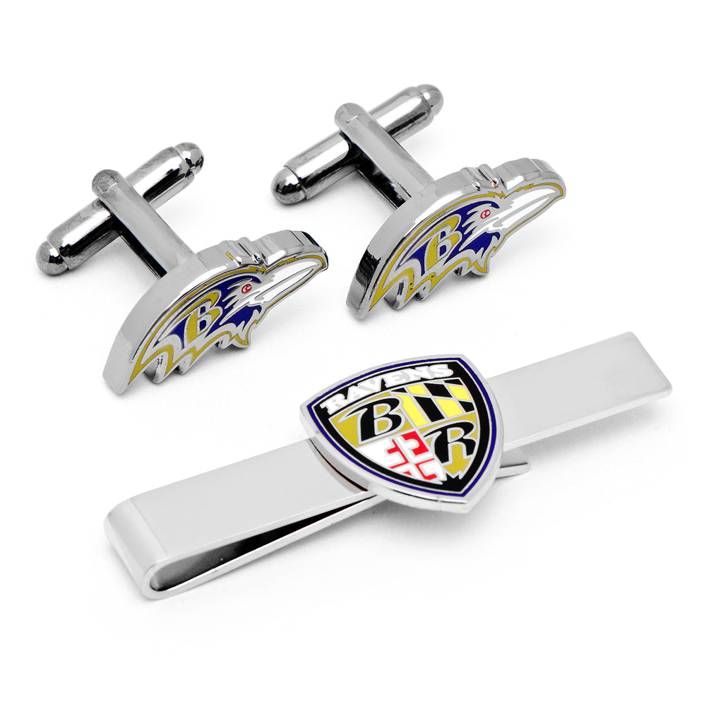 NFL Baltimore Ravens Cufflinks and Shield Tie Bar Gift Set 1