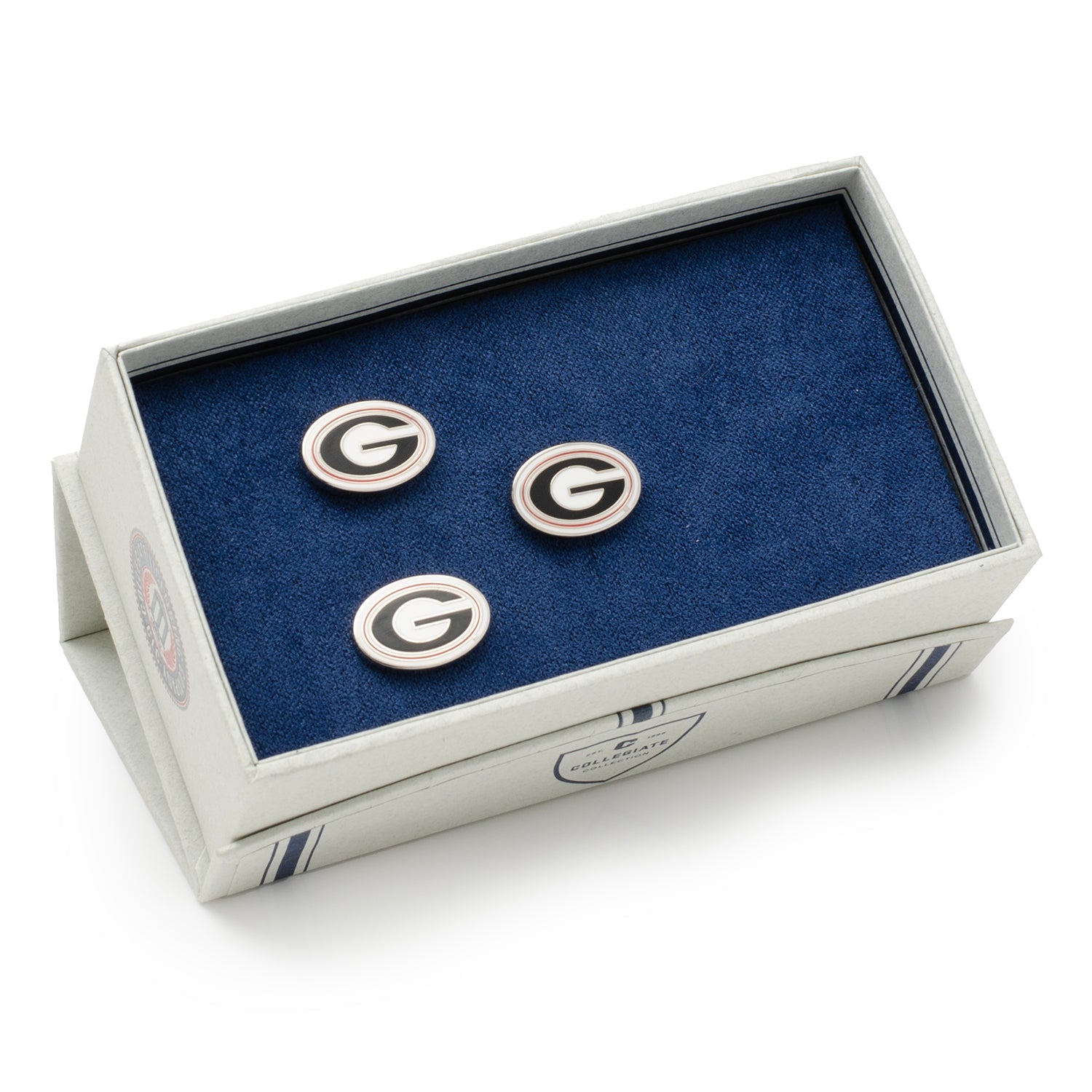 NCAA University of Georgia Bulldog Cufflinks and Lapel Pin Gift Set 2