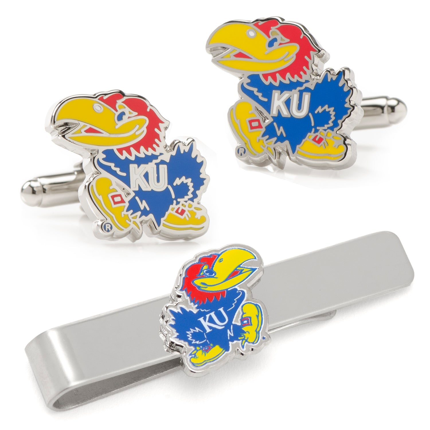 NCAA University of Kansas Jayhawks Cufflinks and Tie Bar Gift Set 1