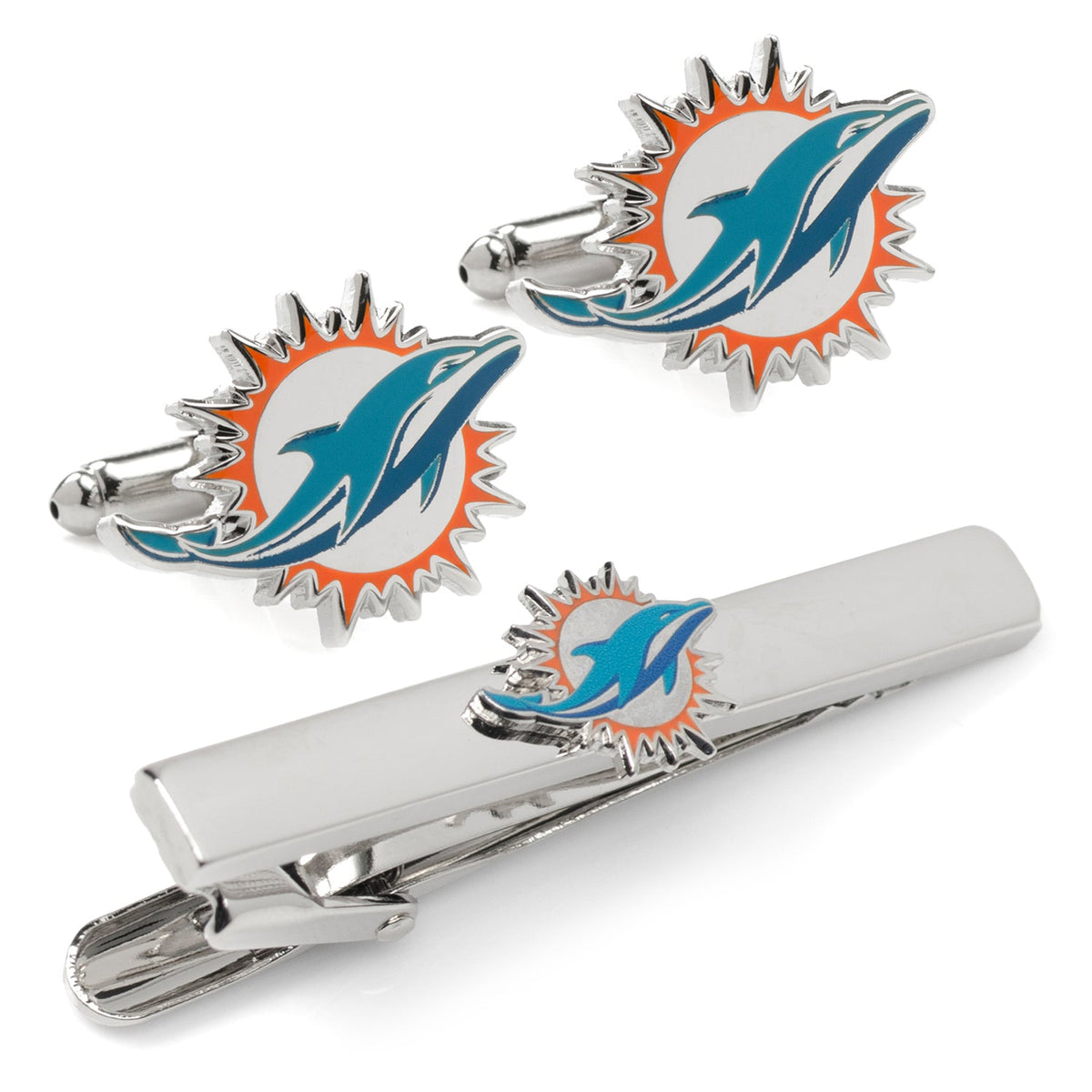 NFL Miami Dolphins Cufflinks and Tie Clip Gift Set 1