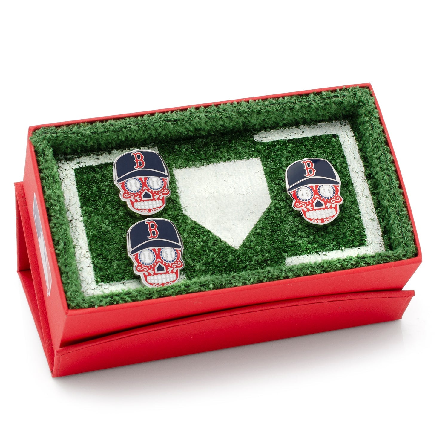 MLB Boston Red Sox Sugar Skull Cufflinks & Lapel Pin Gift Set 2