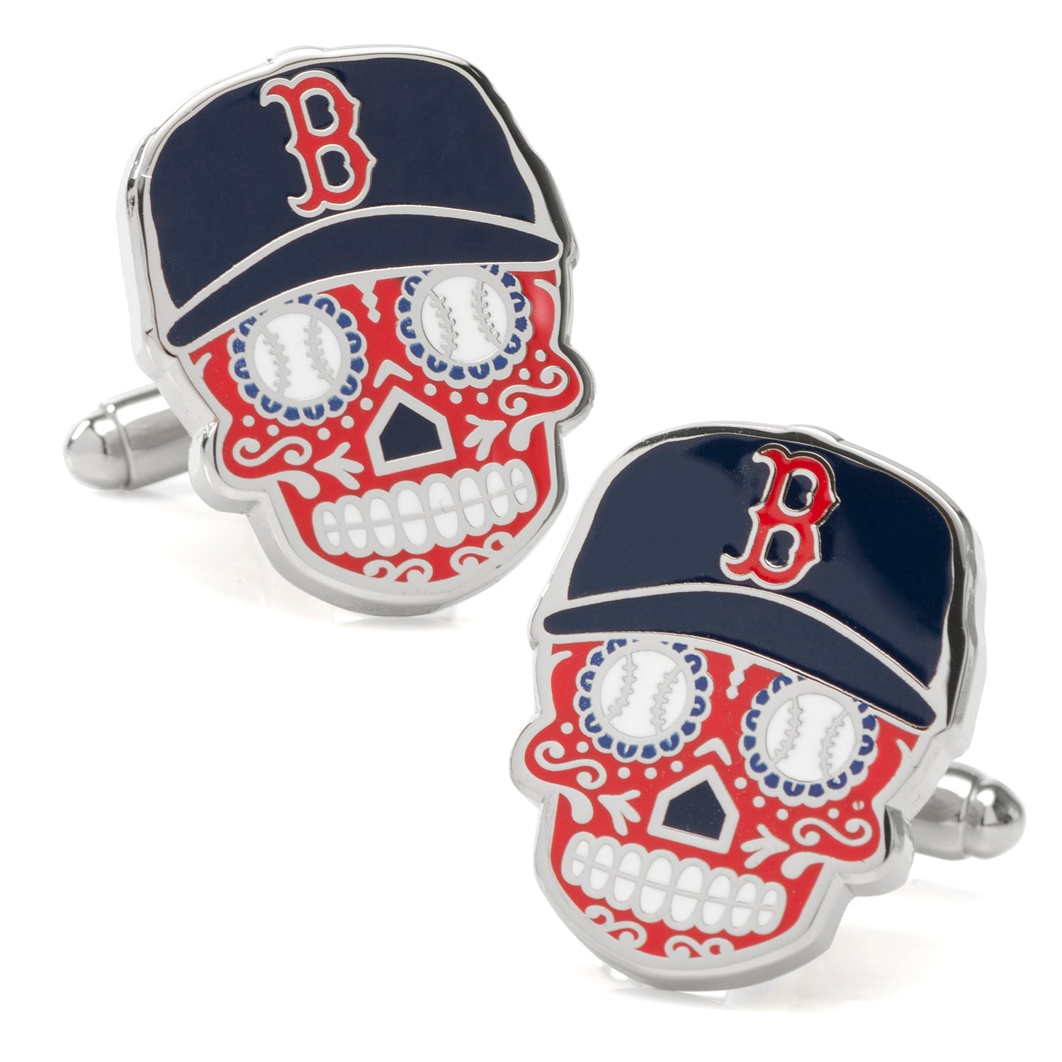 MLB Boston Red Sox Sugar Skull Cufflinks & Lapel Pin Gift Set 3