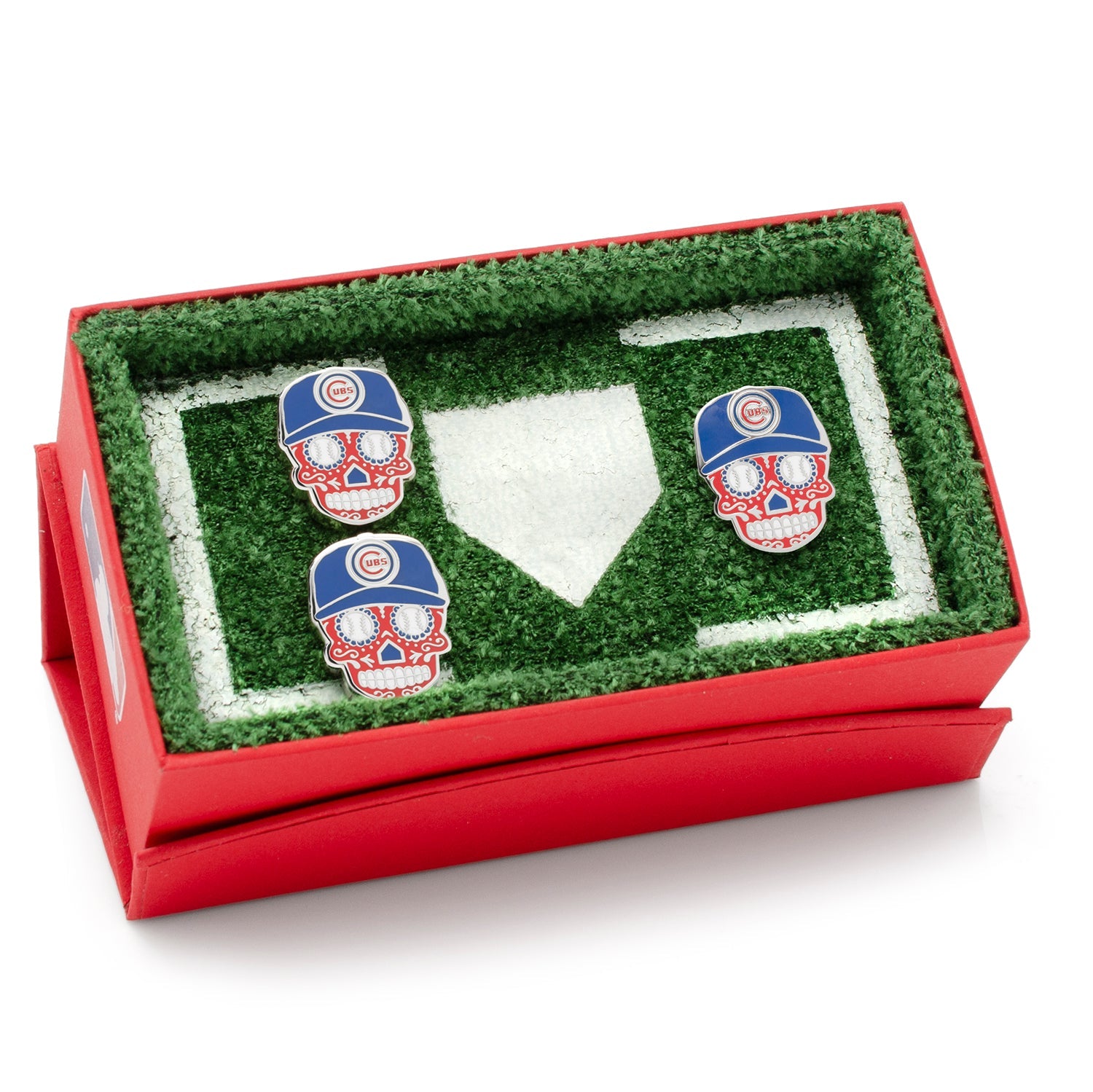 MLB Chicago Cubs Sugar Skull Cufflinks & Lapel Pin Gift Set 2