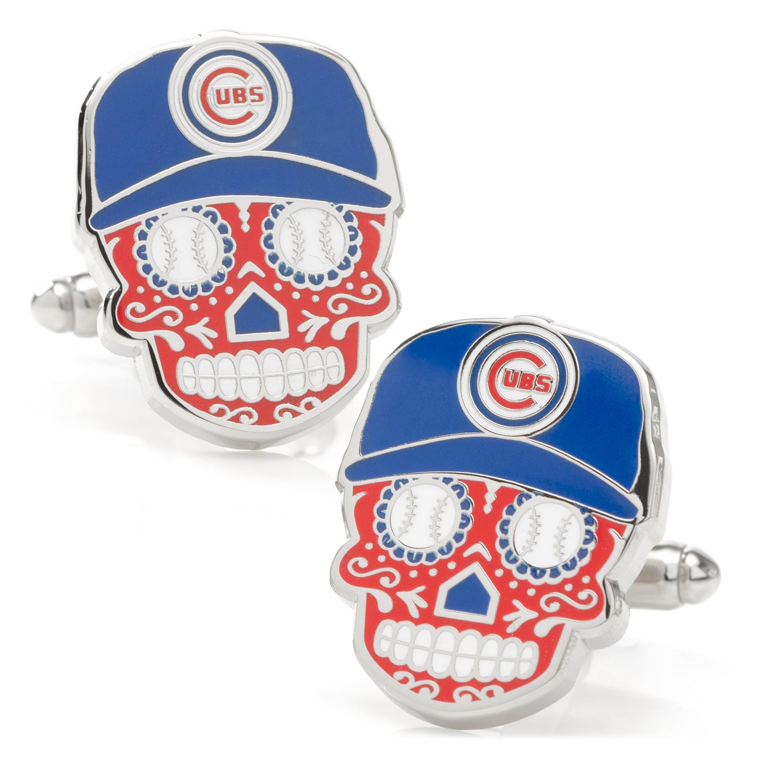 MLB Chicago Cubs Sugar Skull Cufflinks & Lapel Pin Gift Set 3