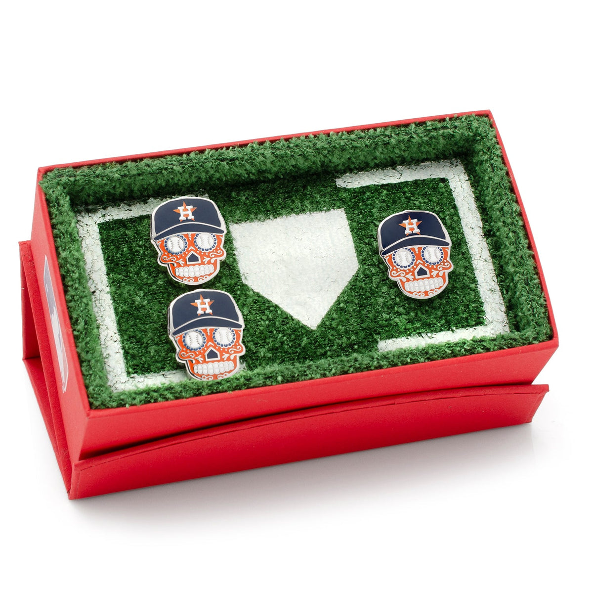 Houston Astros Sugar Skull Cufflinks & Lapel Pin Gift Set 2