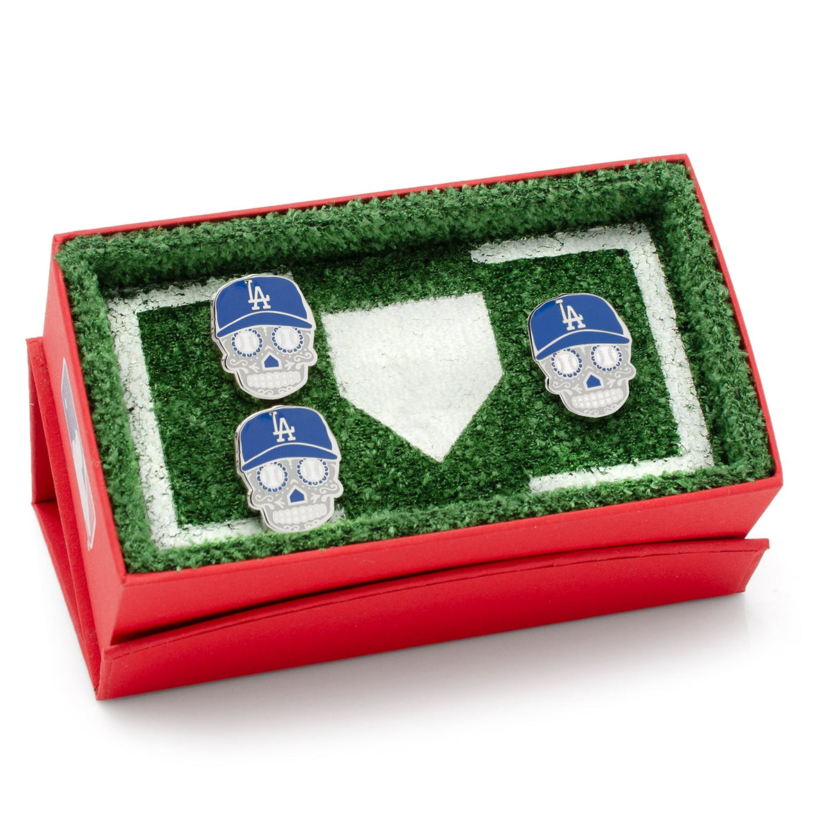 MLB LA Dodgers Sugar Skull Cufflinks & Lapel Pin Gift Set 2