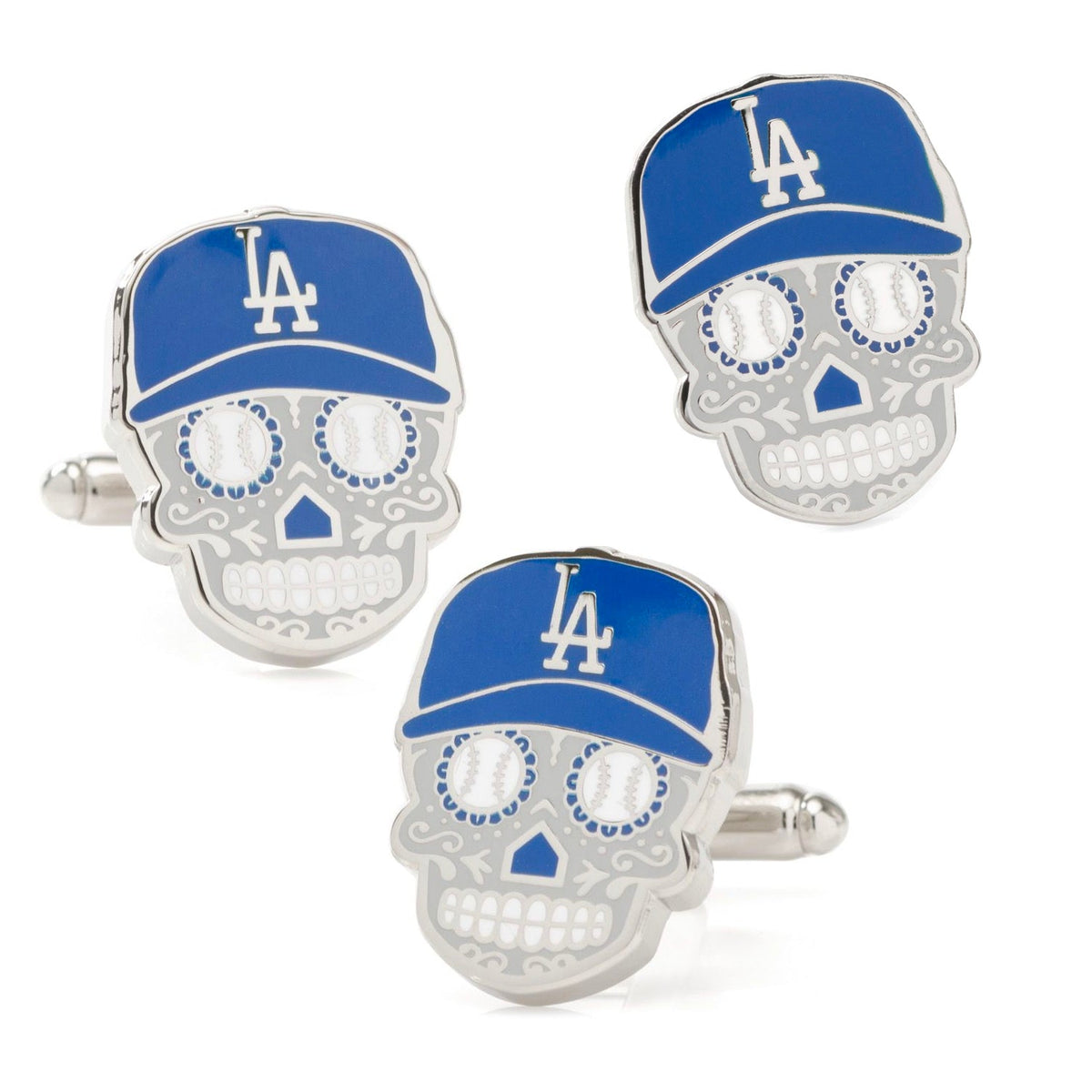 MLB LA Dodgers Sugar Skull Cufflinks & Lapel Pin Gift Set 1