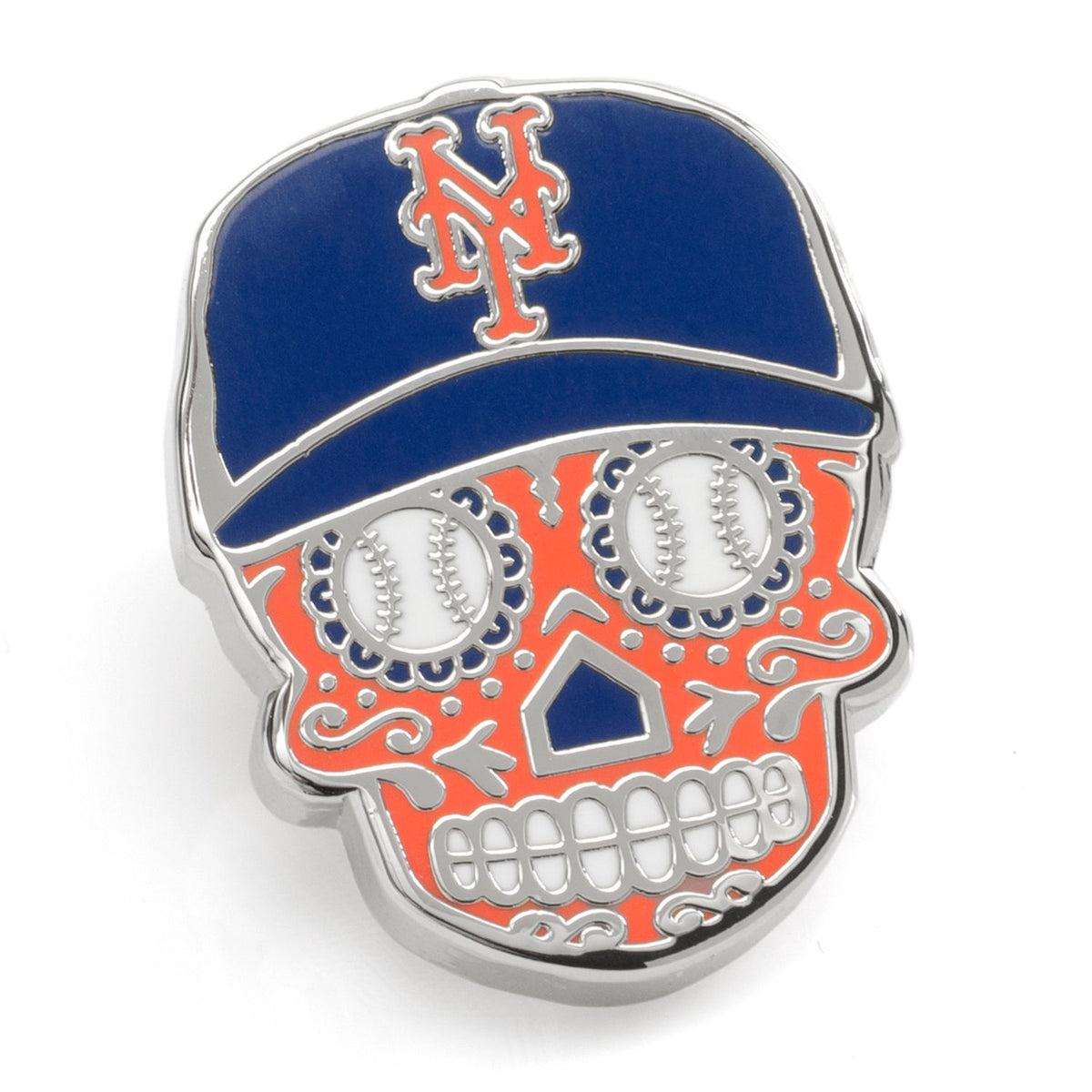 MLB New York Mets Sugar Skull Cufflinks & Lapel Pin Gift Set 6