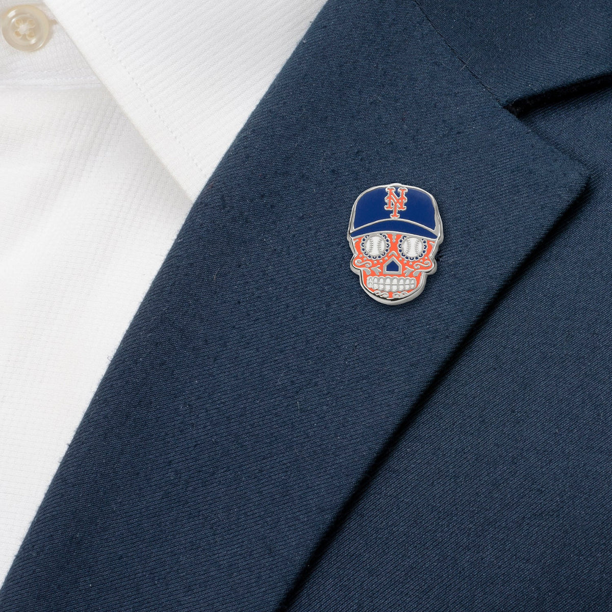 MLB New York Mets Sugar Skull Cufflinks & Lapel Pin Gift Set 9