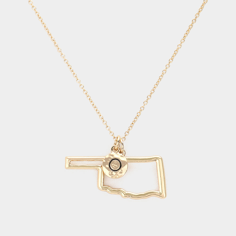 Oklahoma State map Pendant Necklace 1